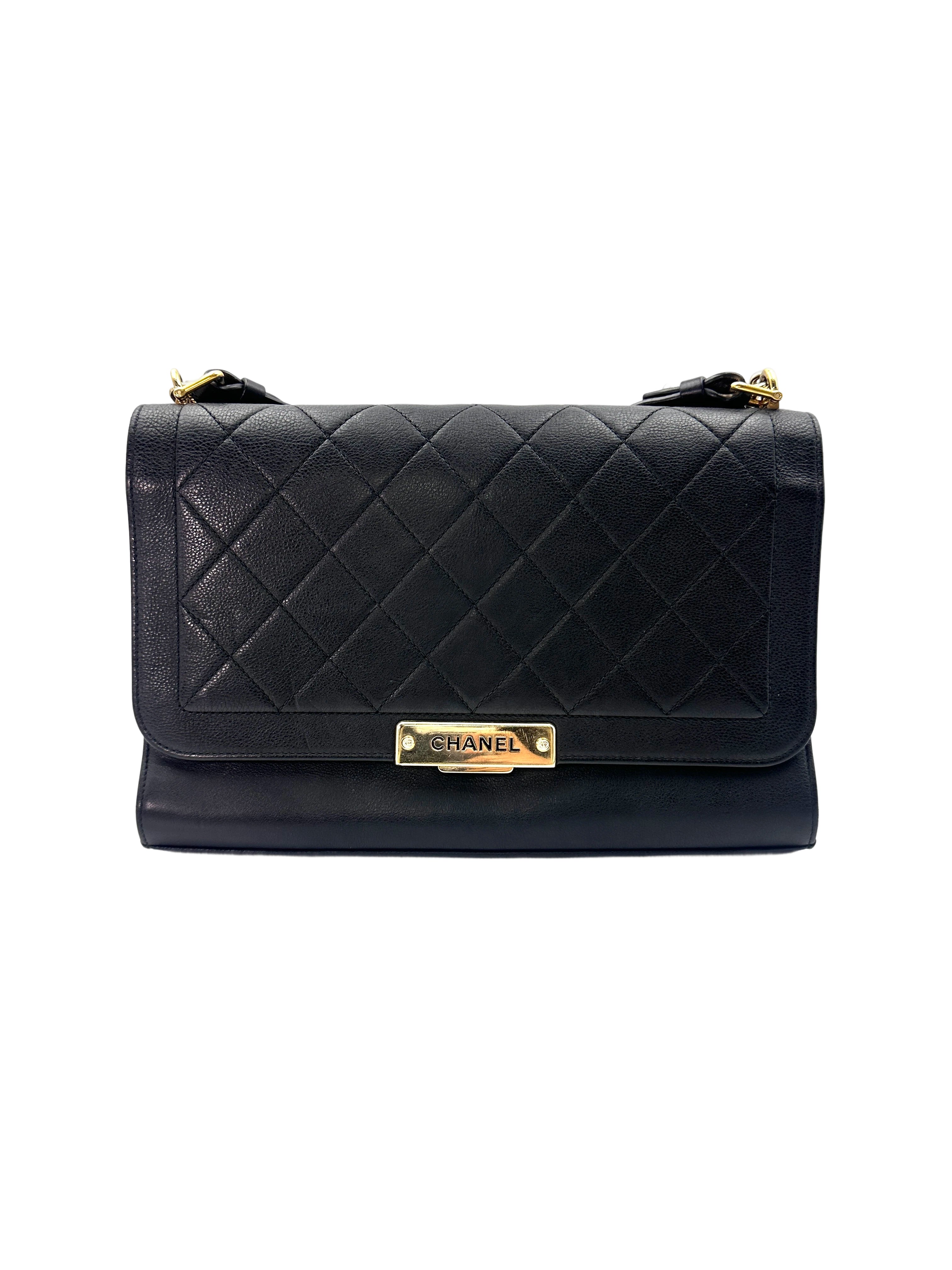 Chanel Label Click Black Quilted Calfskin Shoulder Bag With Gold Hardware(23***81) CC1527