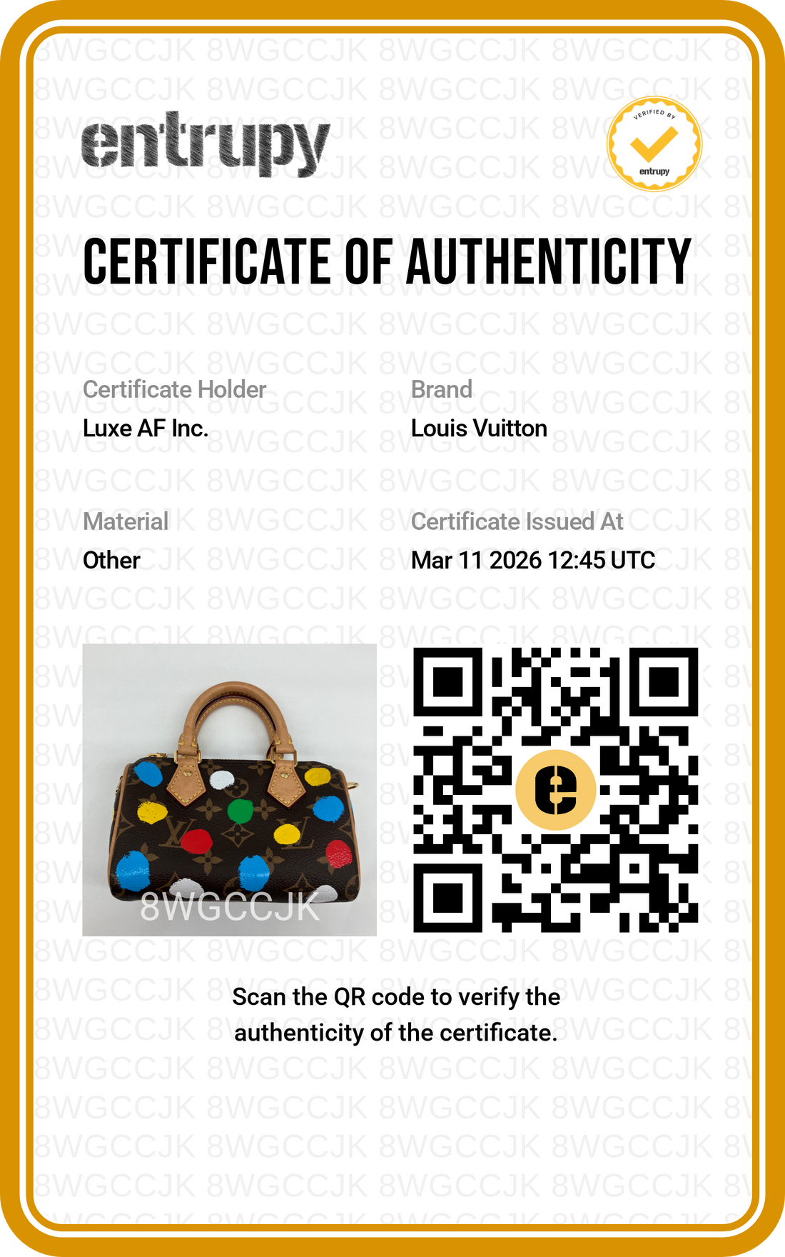 Louis Vuitton x Yayoi Kusama Speedy Nano Monogrma Painted Dots Handle Bag LV2113