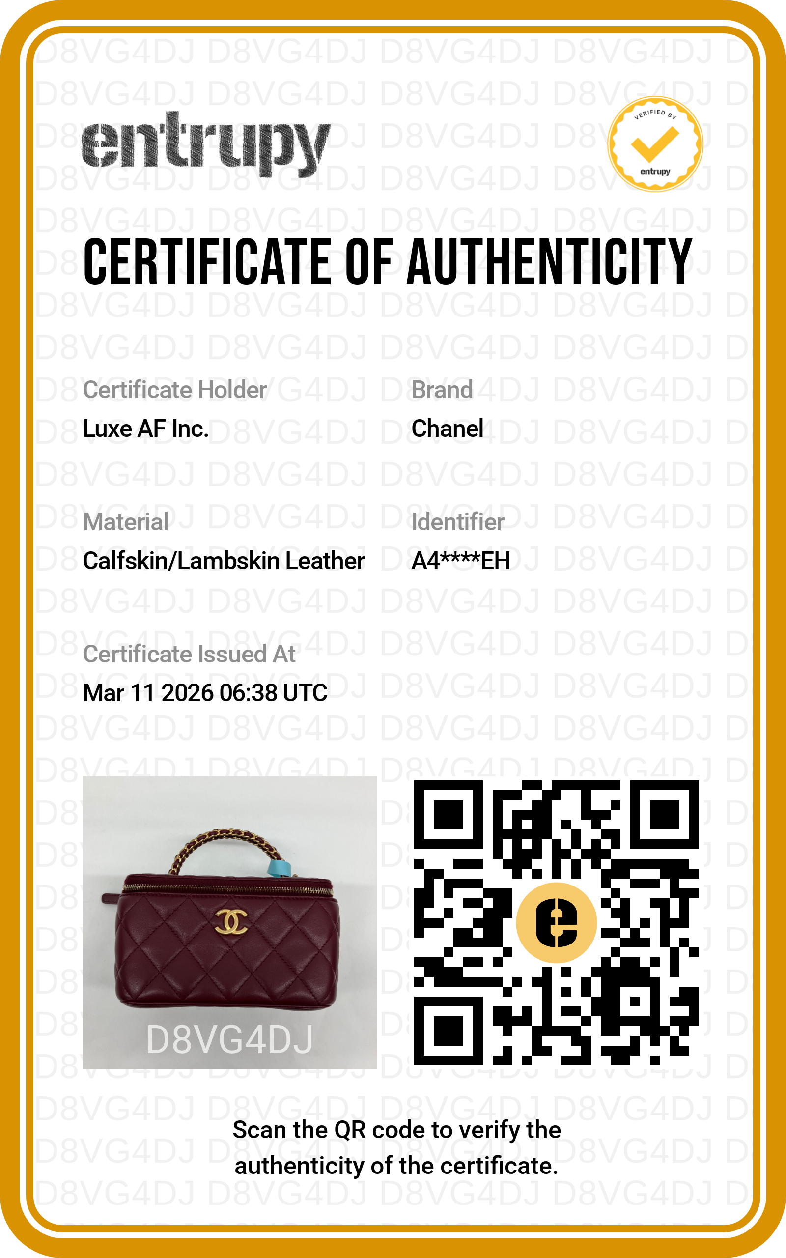 Chanel Dark Red Quilted Leather Top Handle Vanity Case(A4***EH) CC1515