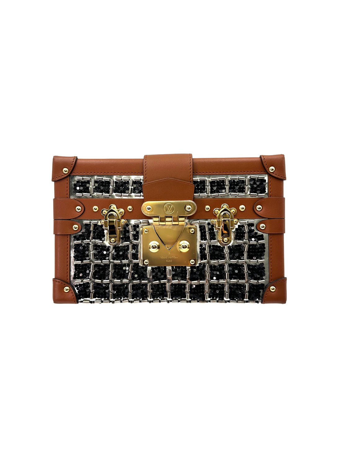 Louis Vuitton Limited Edition Petite Malle Leather & Bead Embroidered Shoulder Bag LV2114