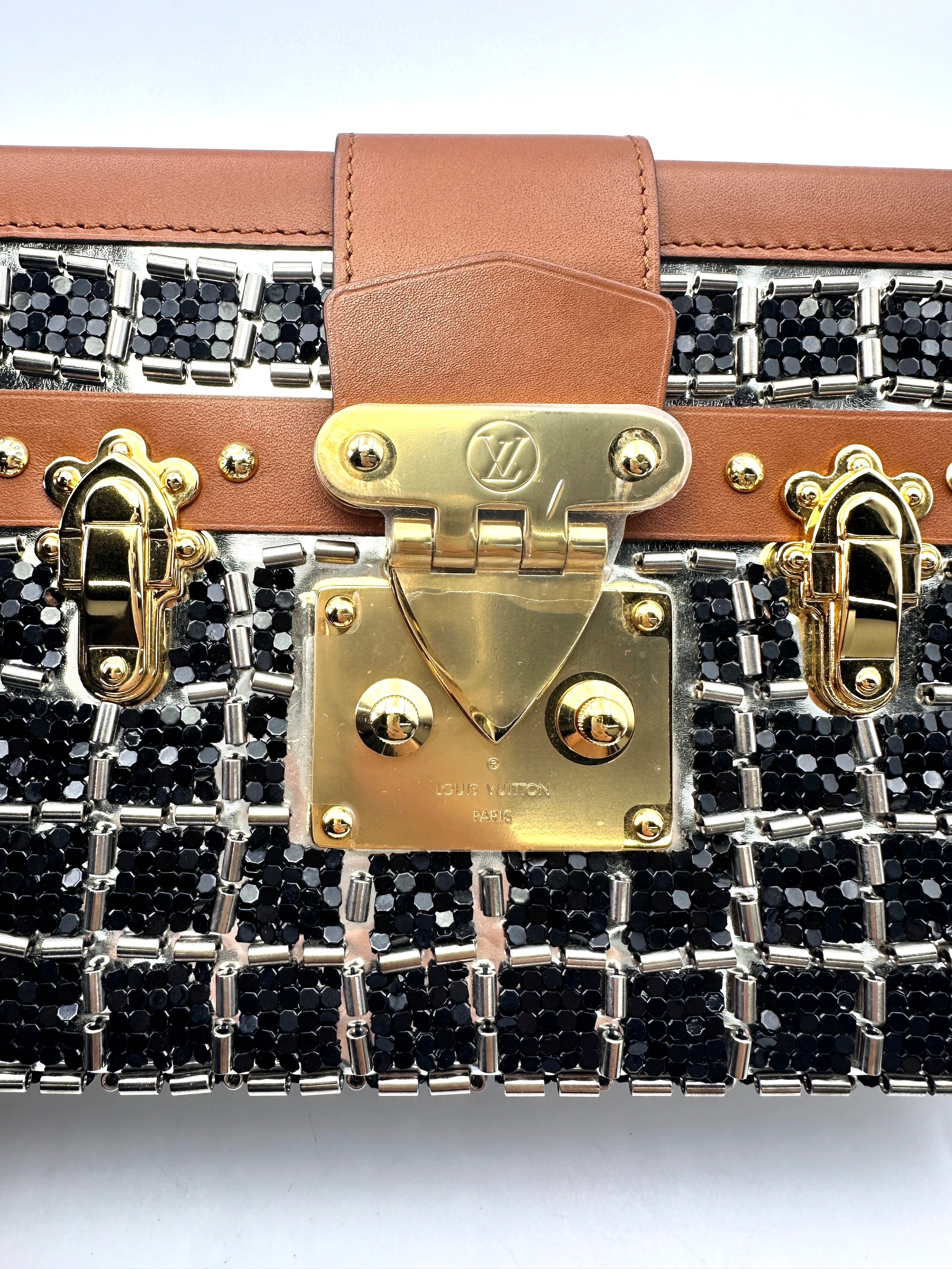 Louis Vuitton Limited Edition Petite Malle Leather & Bead Embroidered Shoulder Bag LV2114