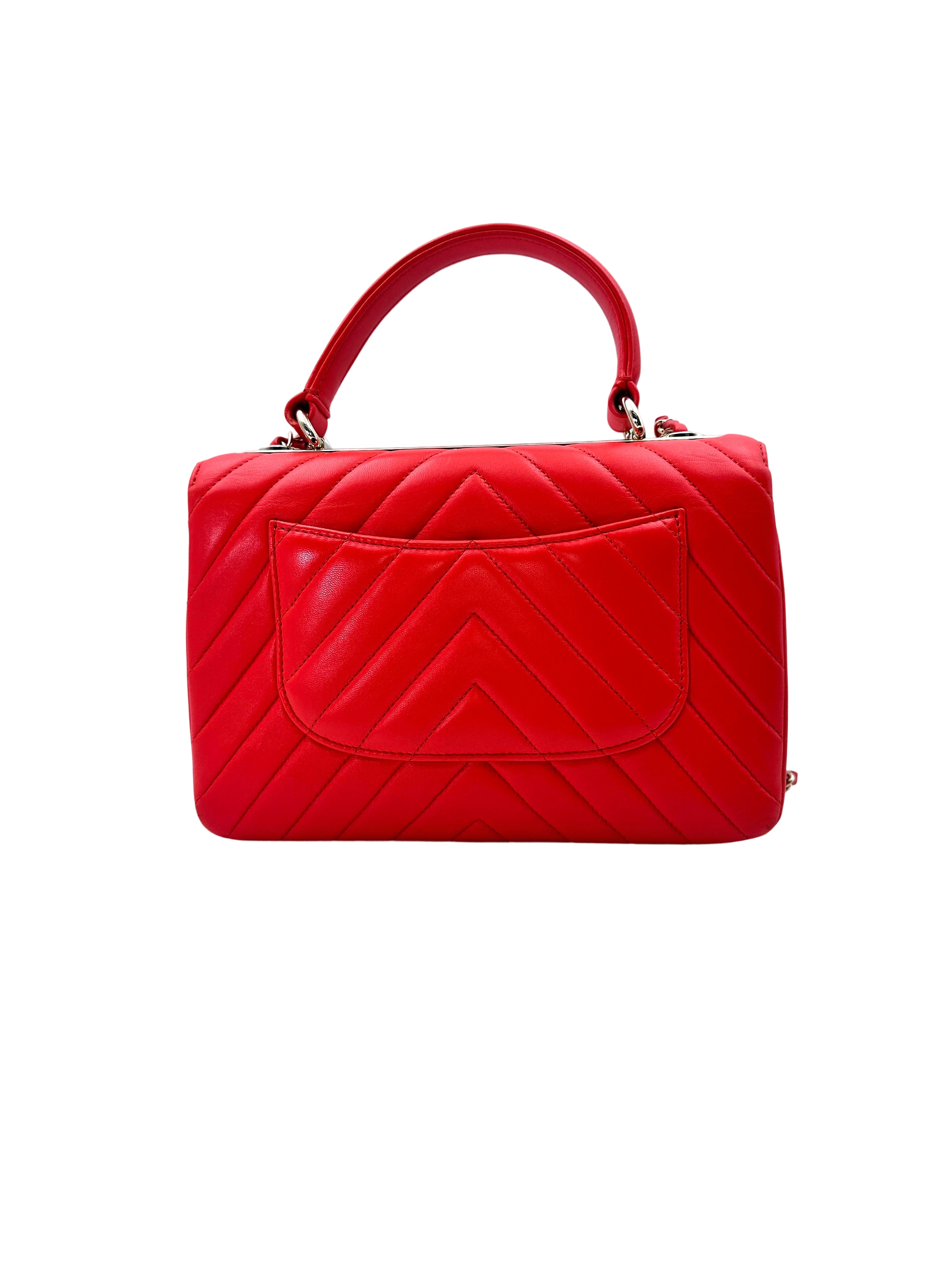 Chanel CoCo Handle Red Chevron Quilted Leather Handle Bag(26***62) CC1524