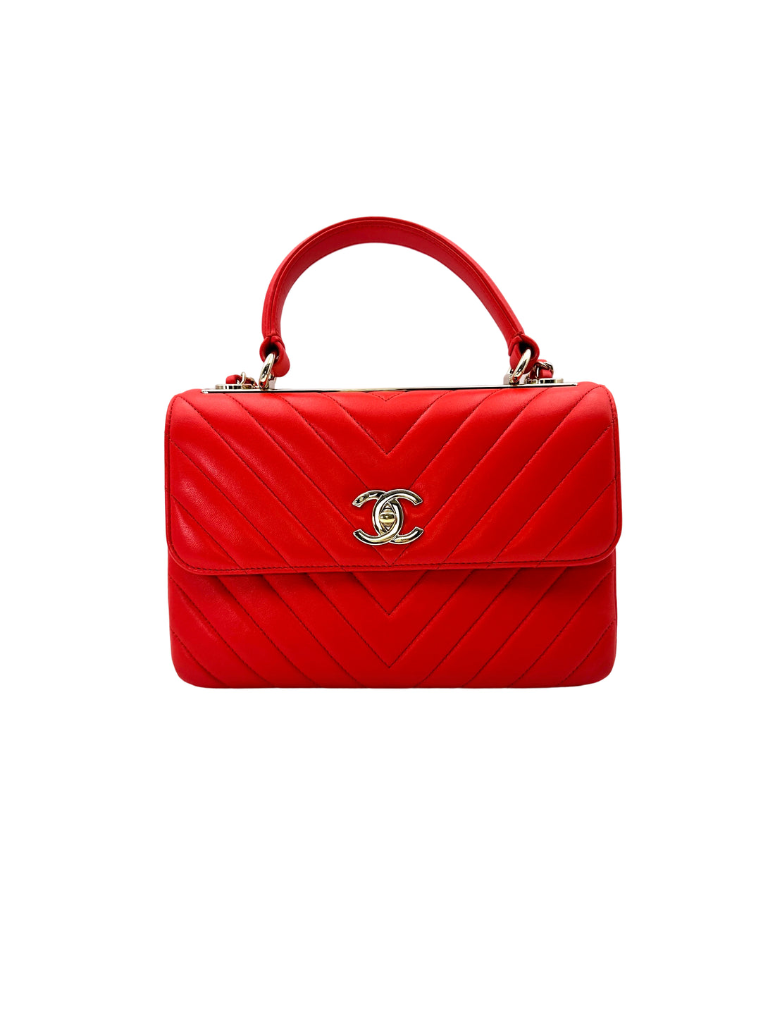Chanel CoCo Handle Red Chevron Quilted Leather Handle Bag(26***62) CC1524