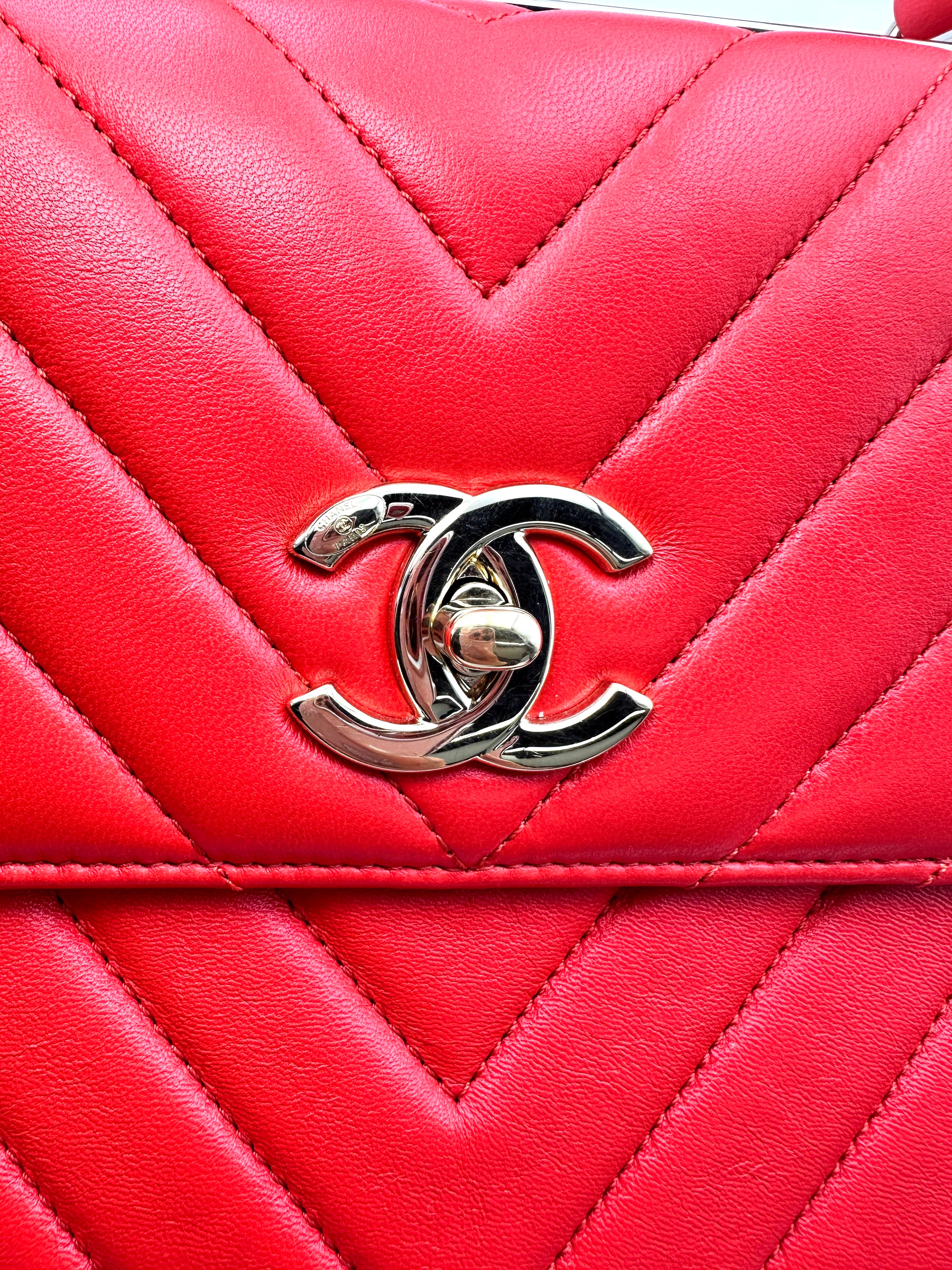 Chanel CoCo Handle Red Chevron Quilted Leather Handle Bag(26***62) CC1524