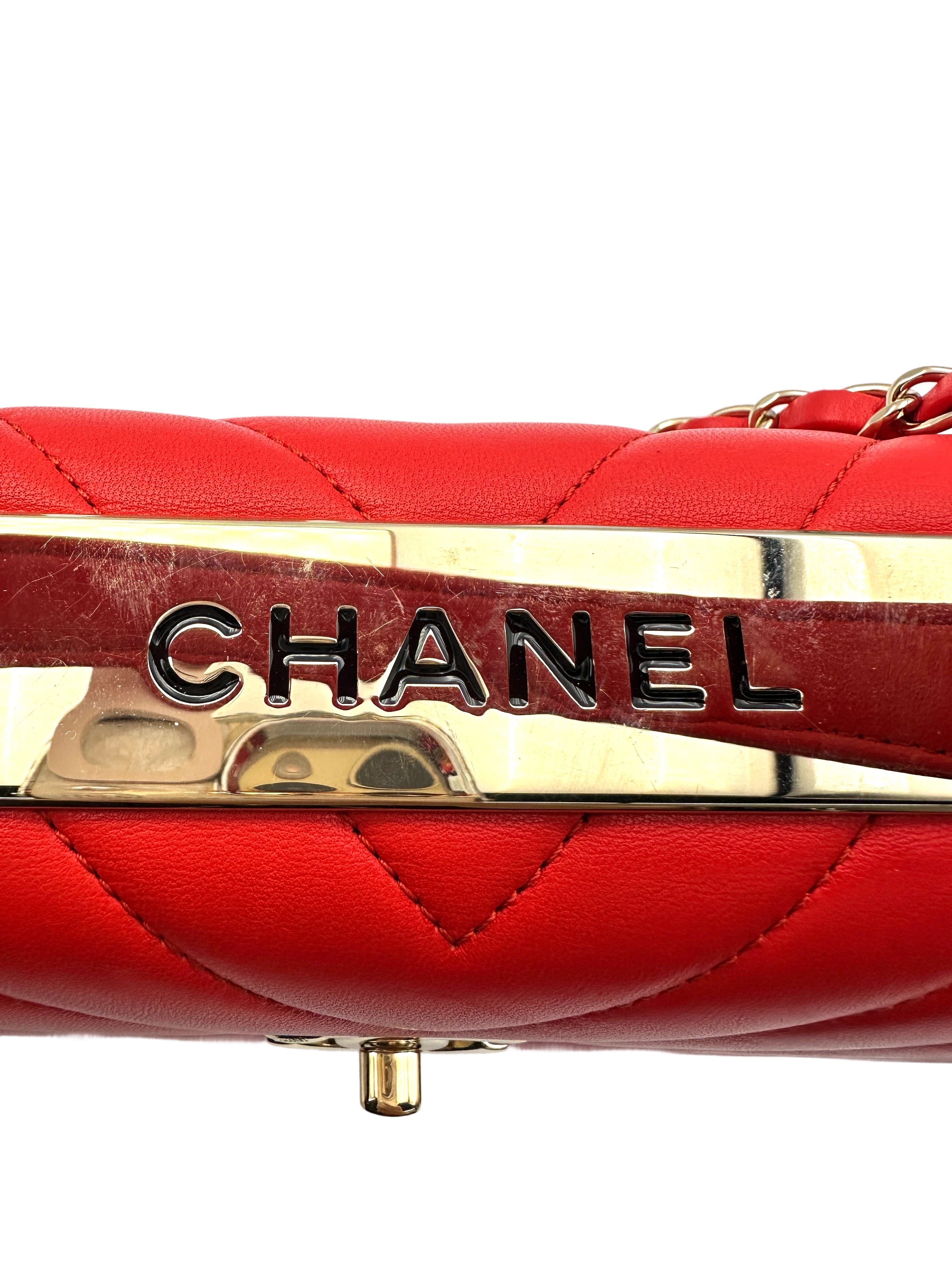 Chanel CoCo Handle Red Chevron Quilted Leather Handle Bag(26***62) CC1524