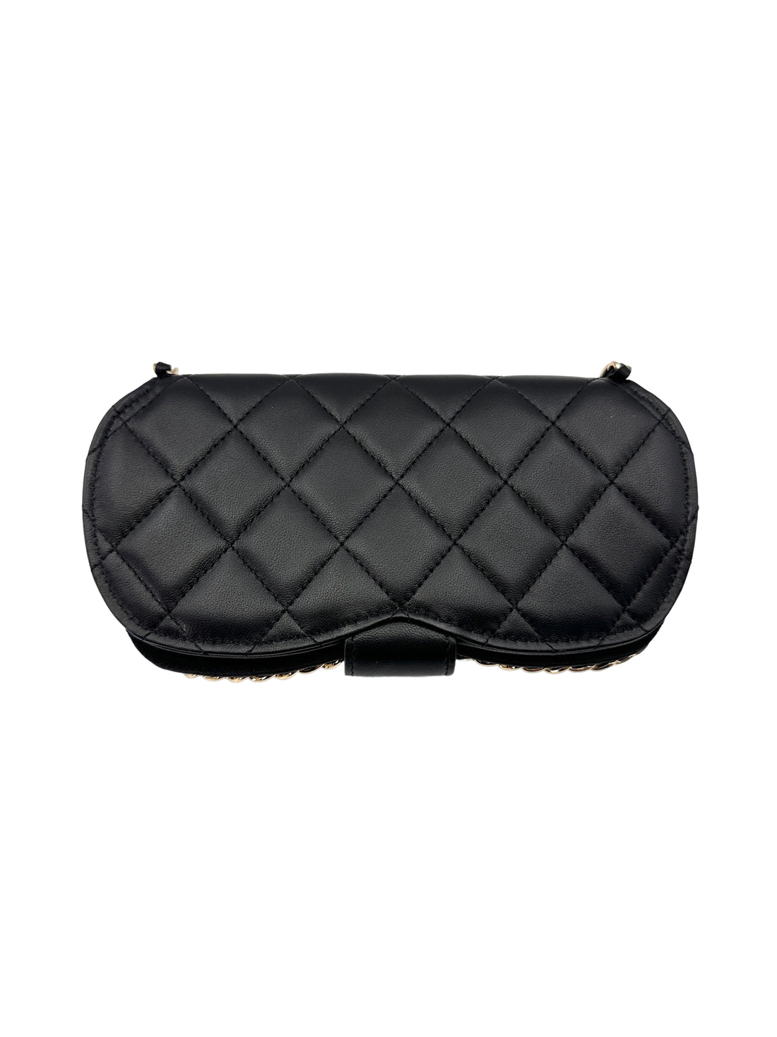 Chanel 22P Black Quilted Leather Chain Glasses Case Bag(32***19) CC1525