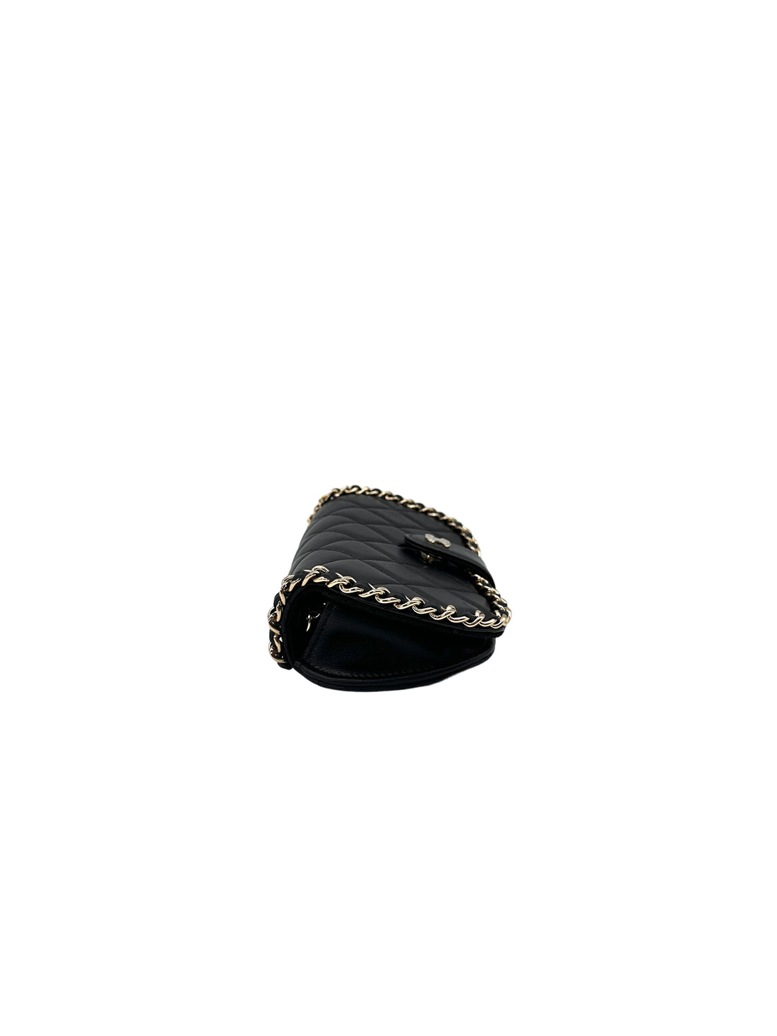 Chanel 22P Black Quilted Leather Chain Glasses Case Bag(32***19) CC1525
