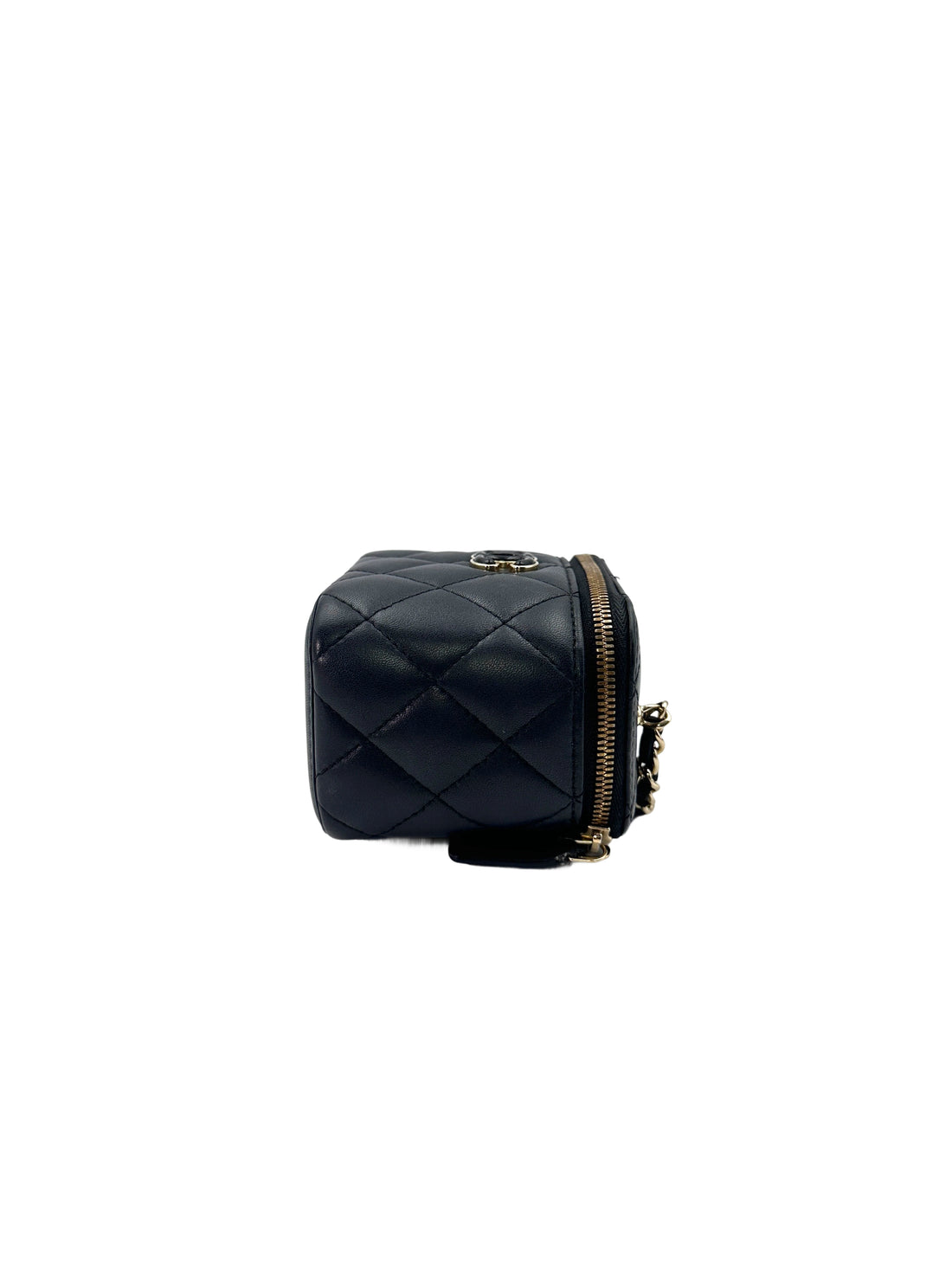 Chanel 23P Black Quilted Leather Chain Vanity Case(T5***E7) CC1521