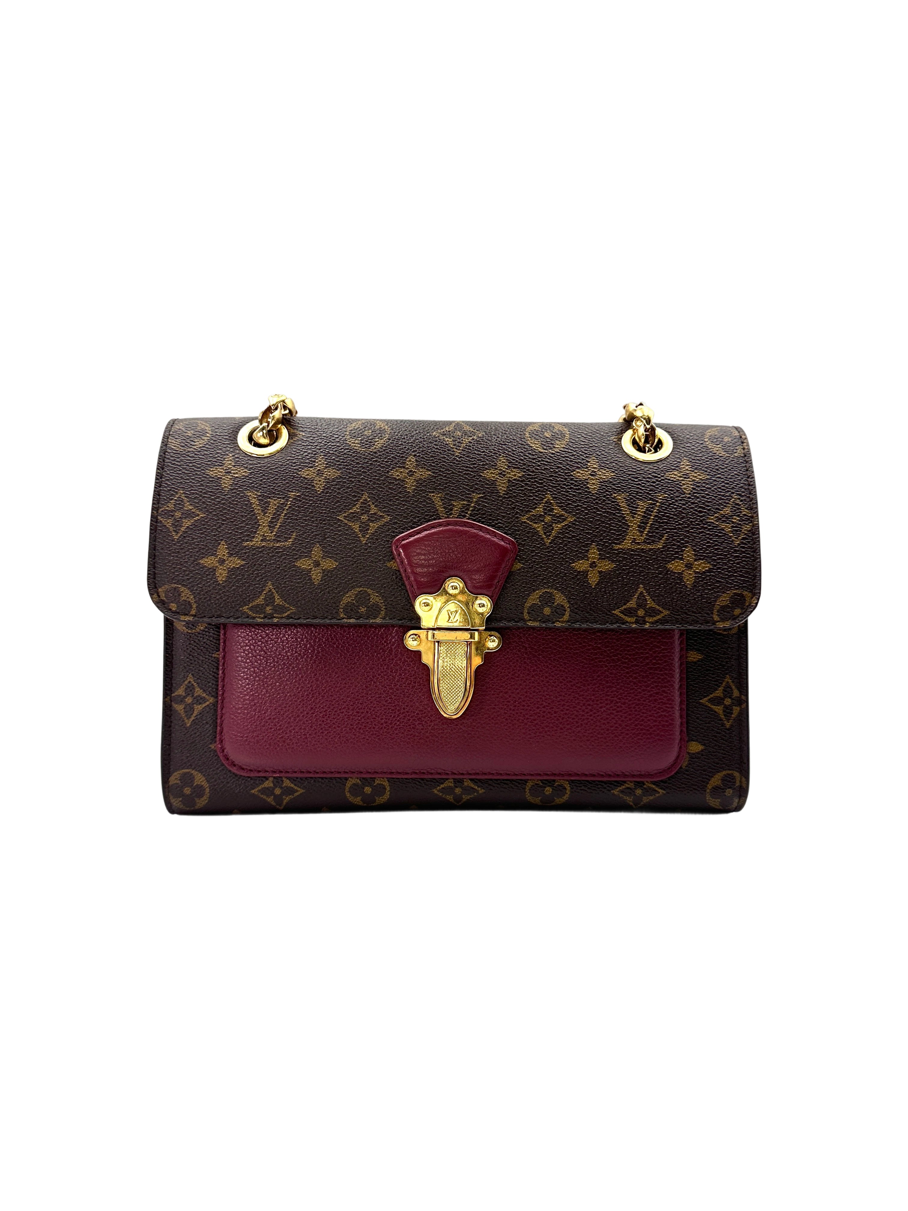 Louis Vuitton Victoire Monogram Canvas & Red Leather Chain Shoulder Bag LV2123