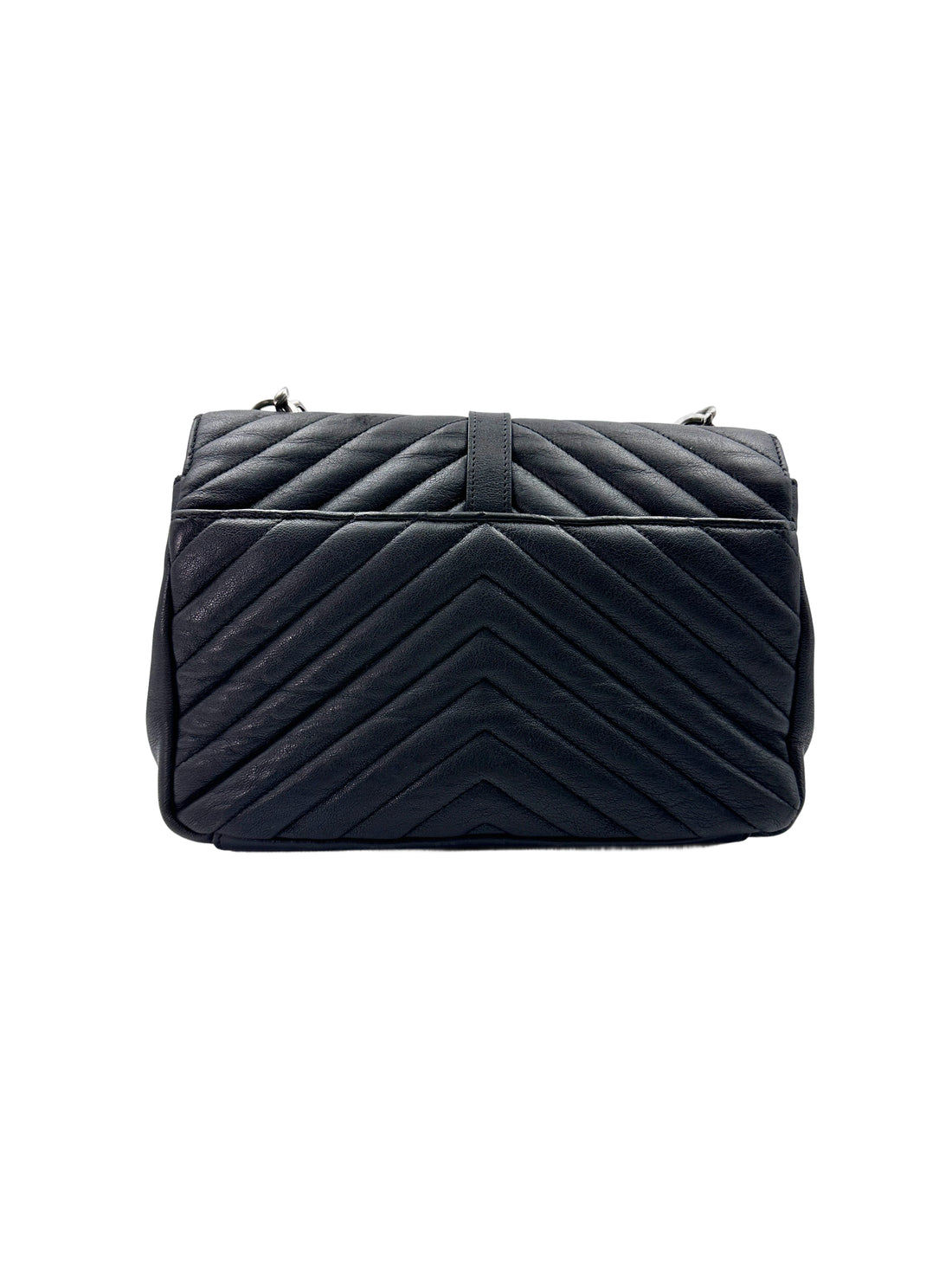 Saint Laurent College Black Chevron Quilted Leather Handle Bag SL173
