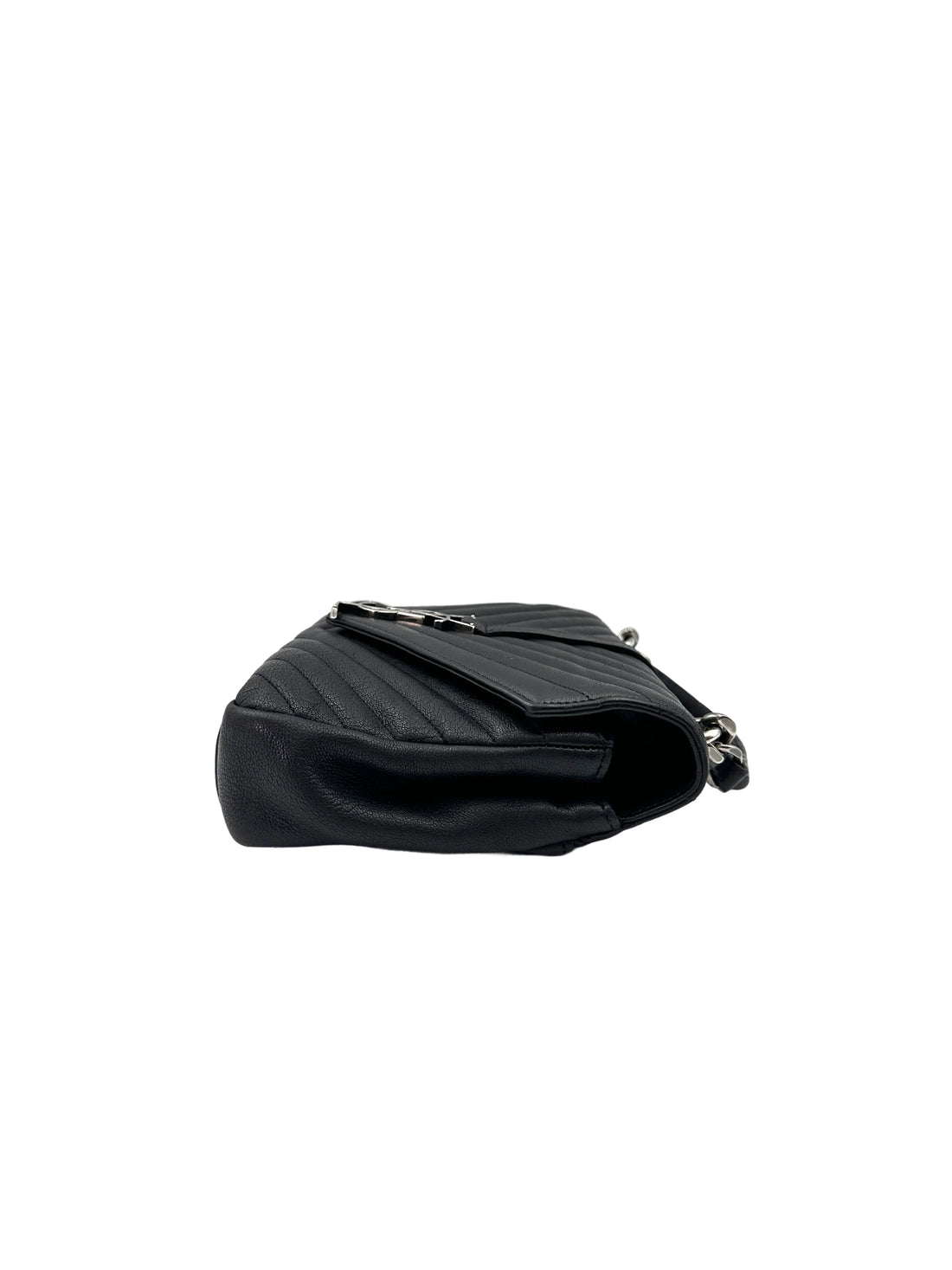Saint Laurent College Black Chevron Quilted Leather Handle Bag SL173