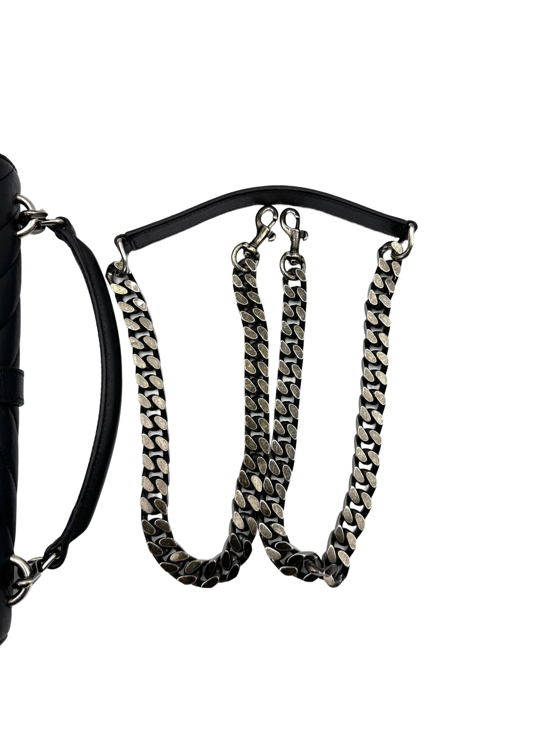 Saint Laurent College Black Chevron Quilted Leather Handle Bag SL173
