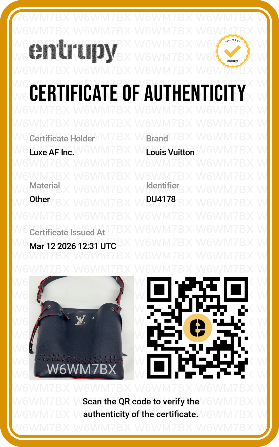 Louis Vuitton Lockme Navy Leather Handle Bucket Bag LV2128