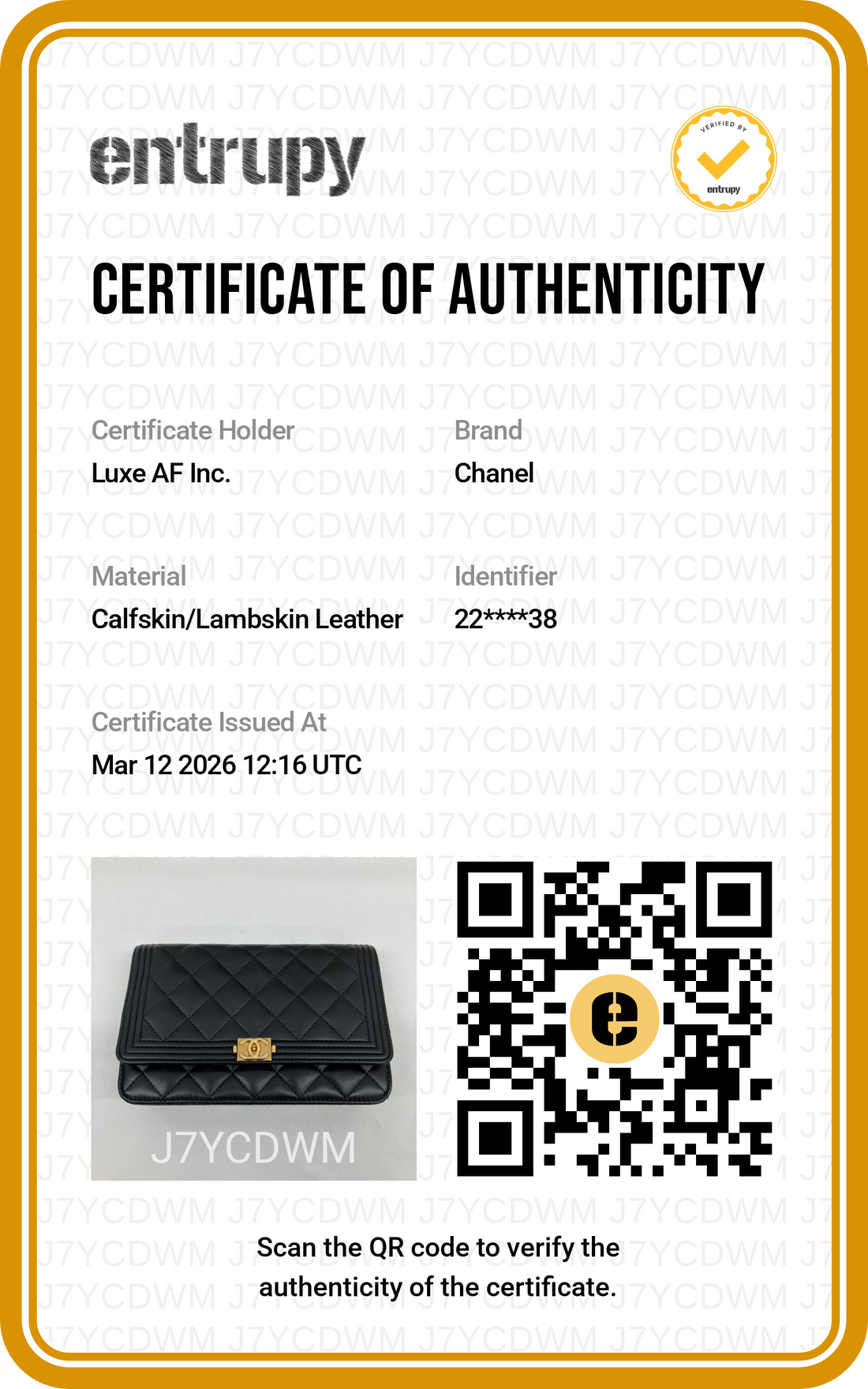 Chanel LeBoy Black Quilted Lambskin Wallet On Chain With Gold Buckle(22***38) CC1531