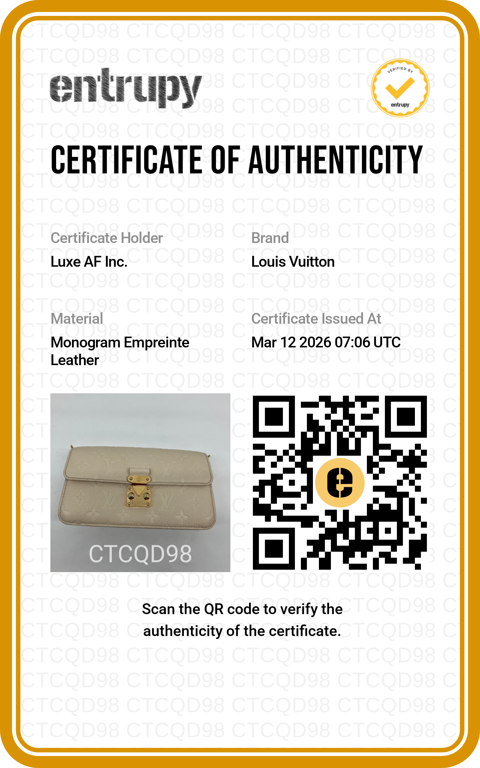Louis Vuitton White Monogram Empreinte Leather Wallet On Chain Metis LV2122