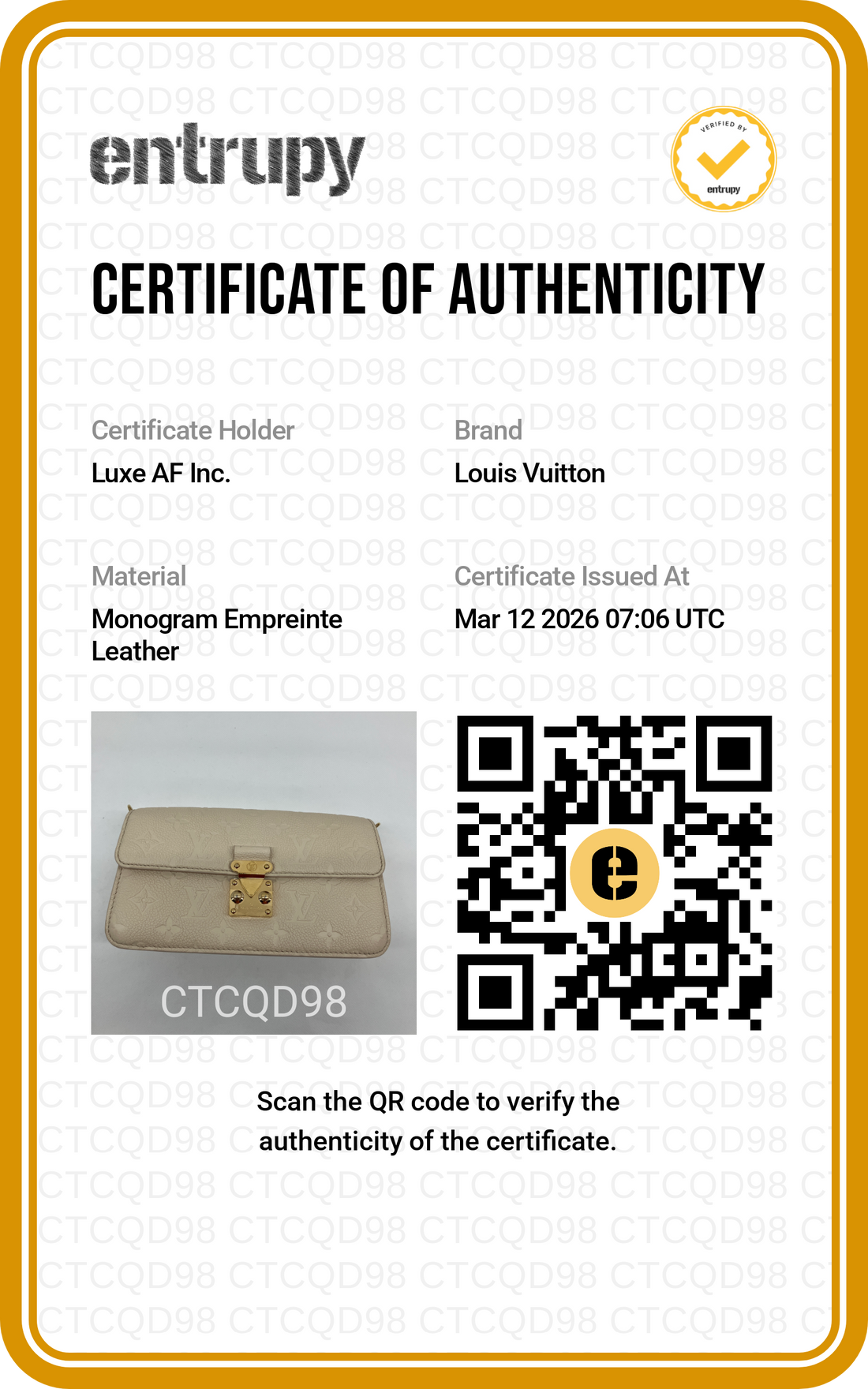 Louis Vuitton White Monogram Empreinte Leather Wallet On Chain Metis LV2122