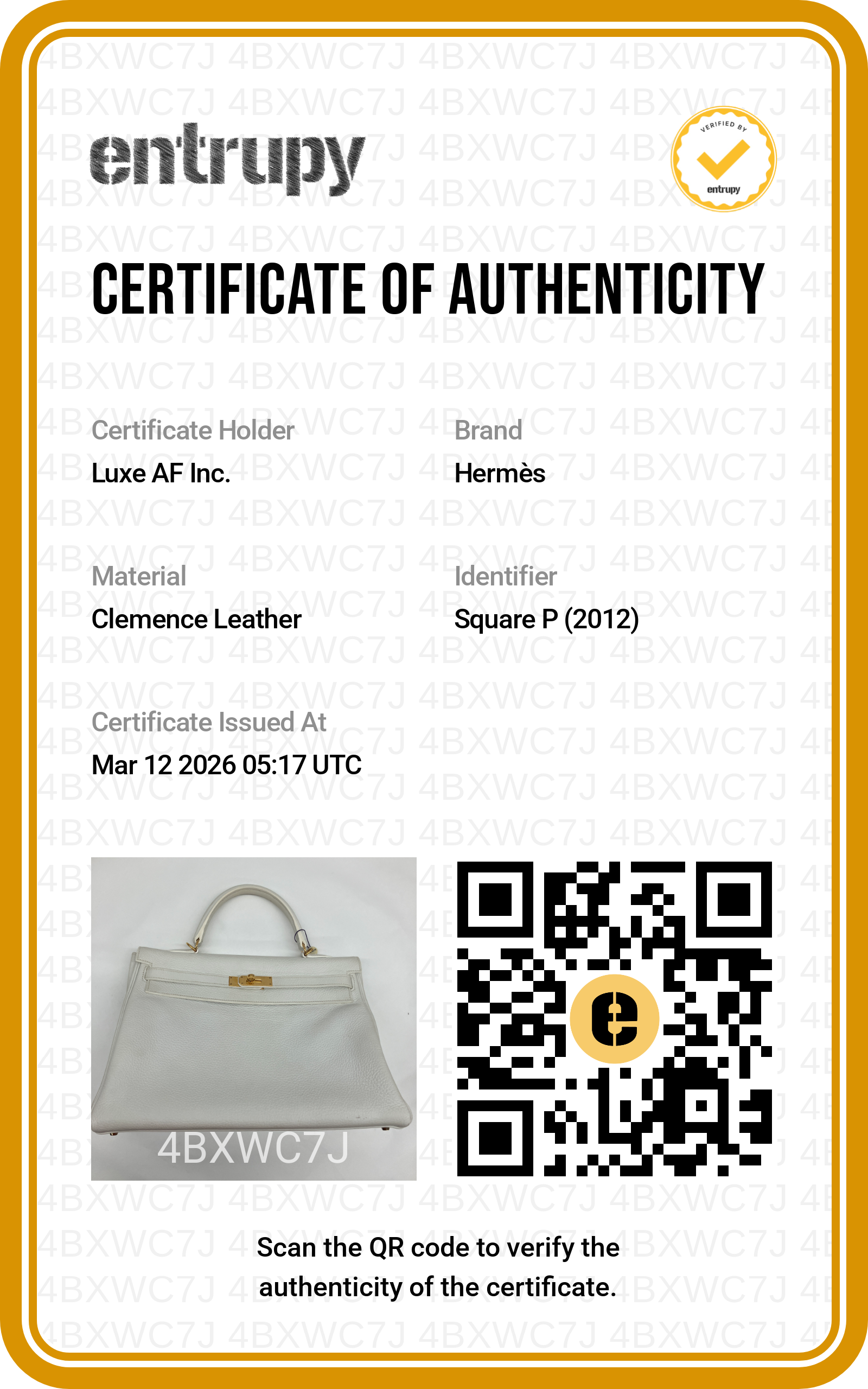 Hermes Kelly35 White Leather Handle Bag With Gold Hardware HR85