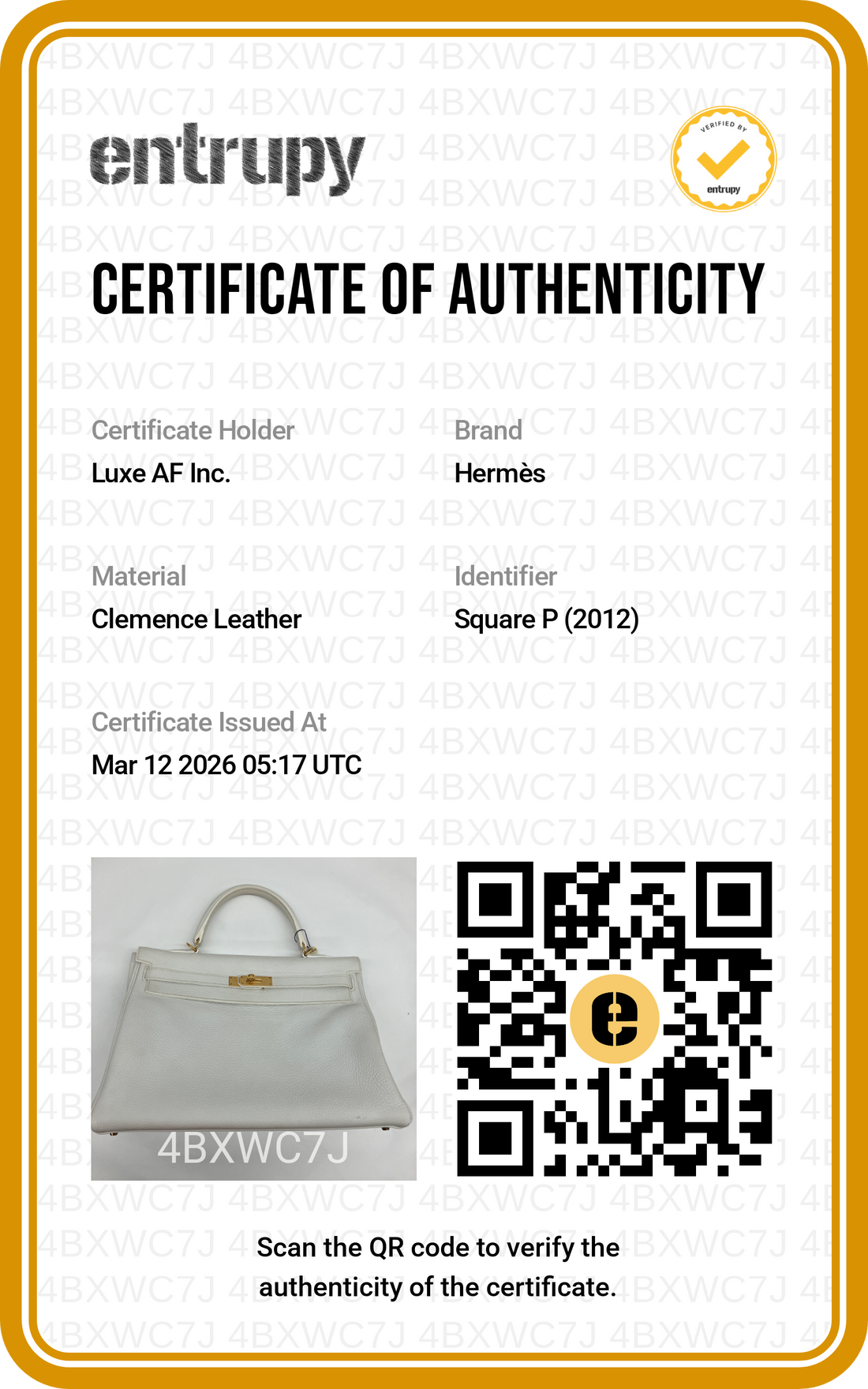 Hermes Kelly35 White Leather Handle Bag With Gold Hardware HR85