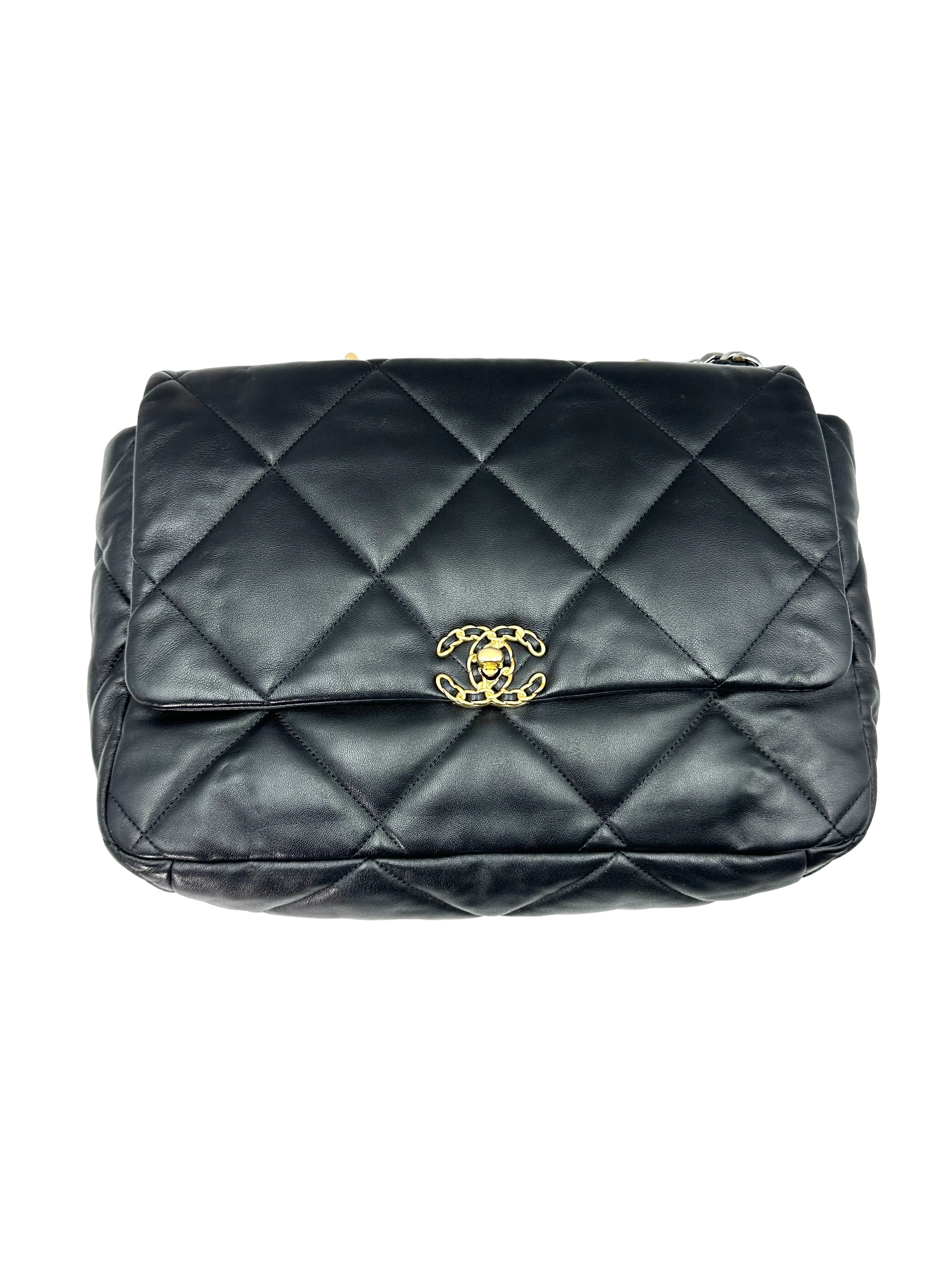 Chanel 19Bag Black Quilted Leather Flap Bag With Gold Hardware(31***90) CC1529