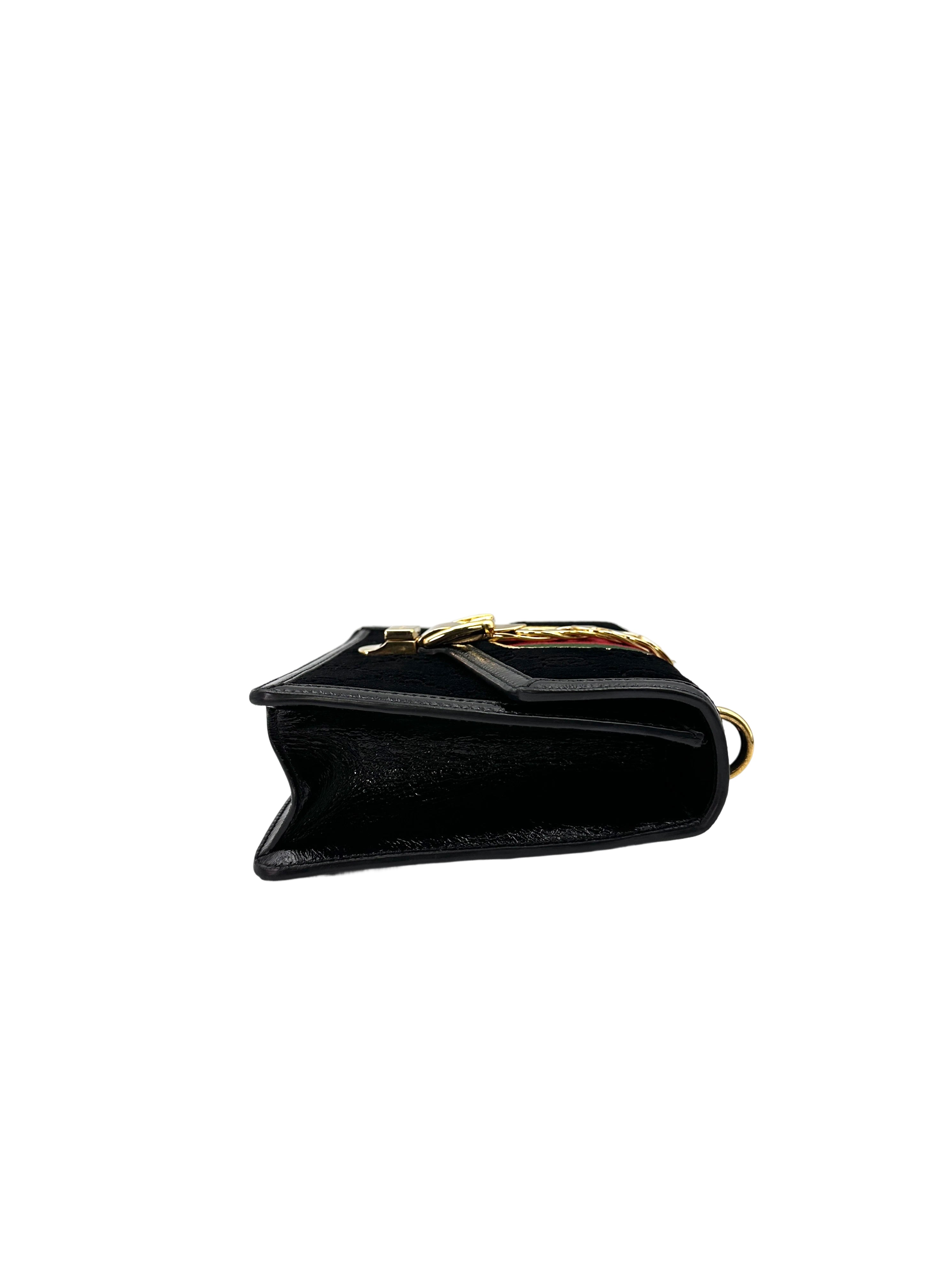 Gucci Sylvie Black Tweed Leather Medium Size Handle Bag GG760