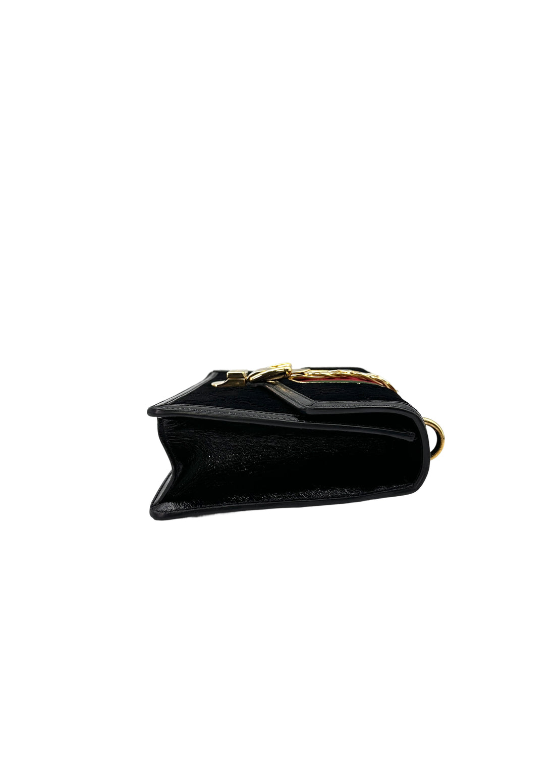 Gucci Sylvie Black Tweed Leather Medium Size Handle Bag GG760