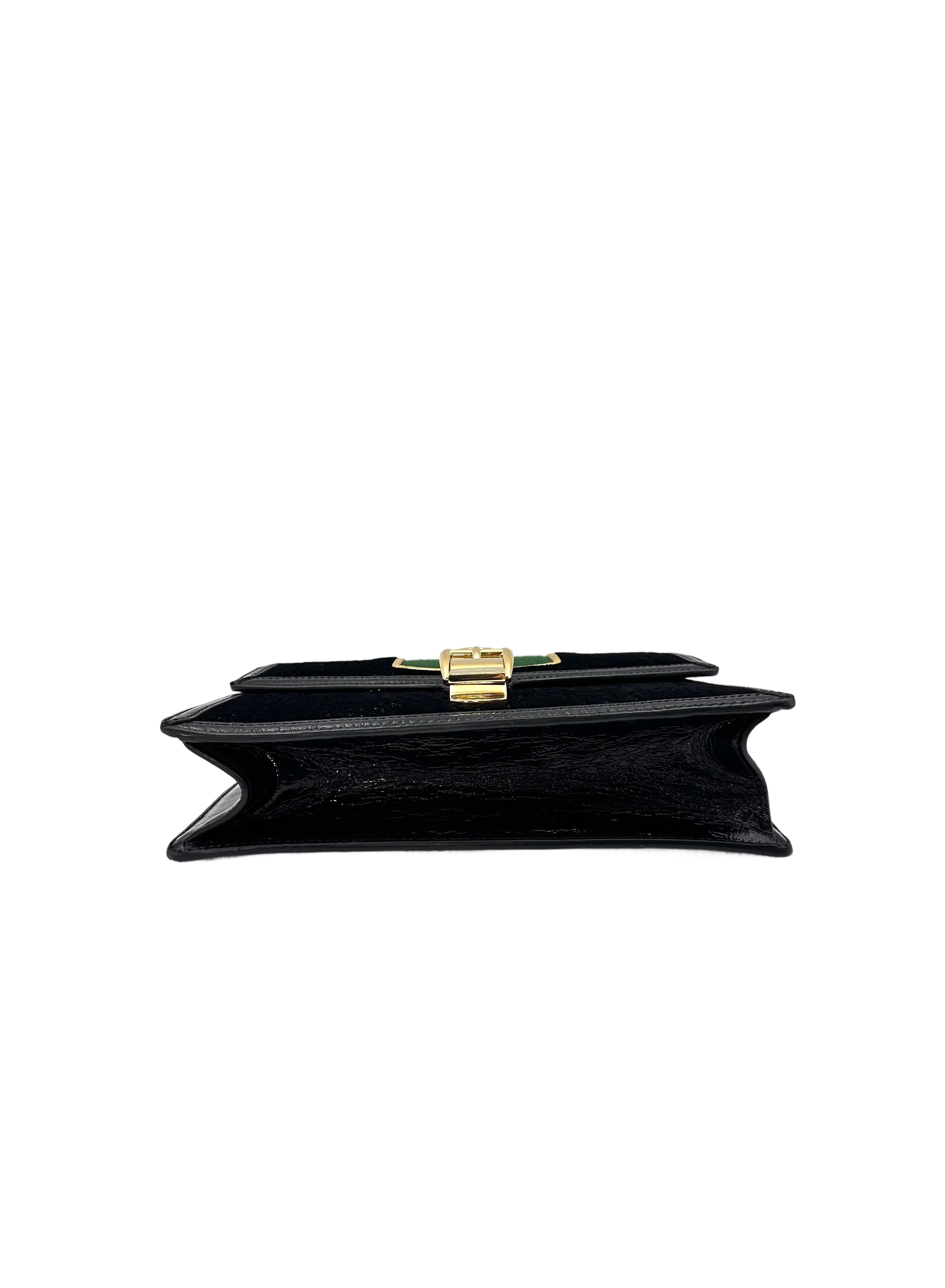 Gucci Sylvie Black Tweed Leather Medium Size Handle Bag GG760