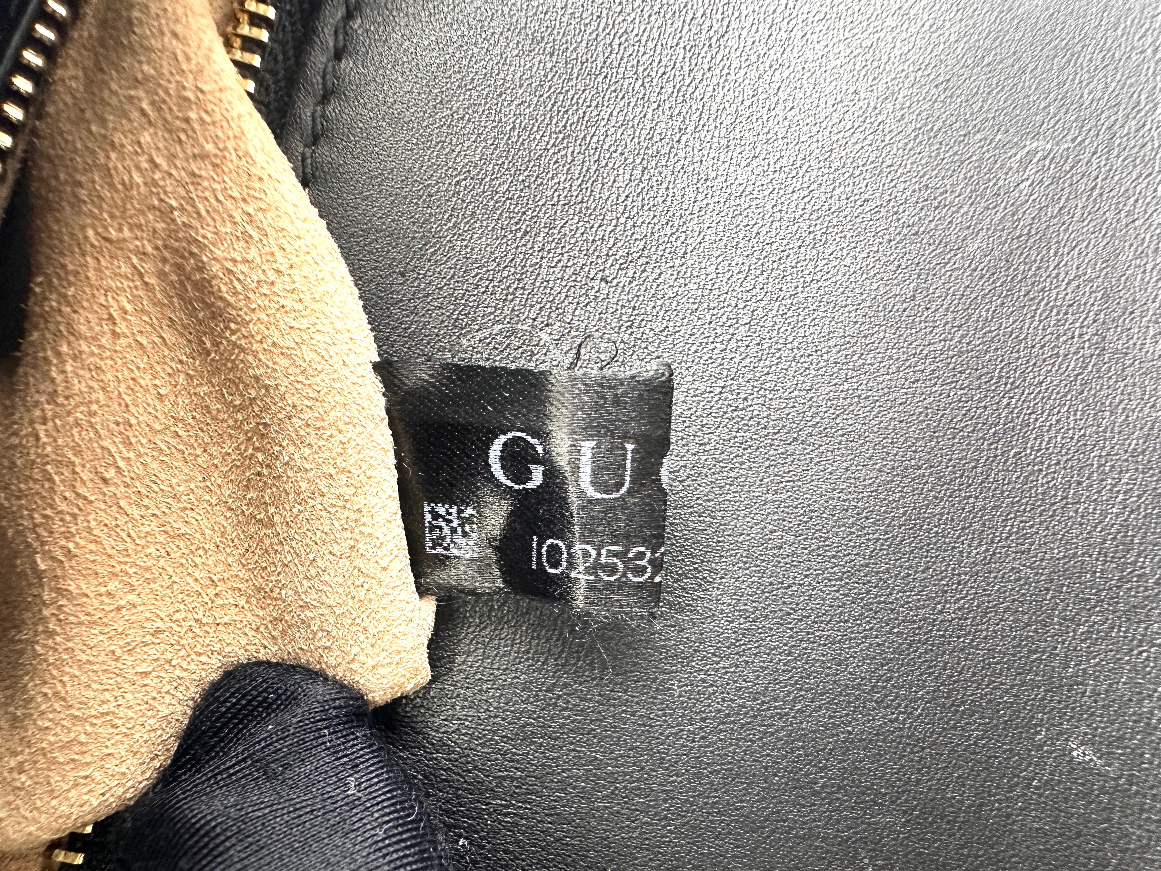 Gucci Sylvie Black Tweed Leather Medium Size Handle Bag GG760
