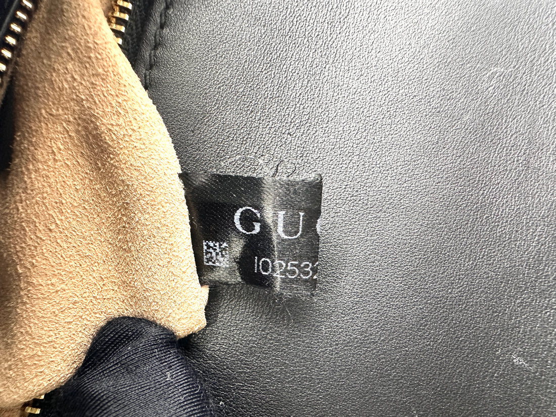 Gucci Sylvie Black Tweed Leather Medium Size Handle Bag GG760