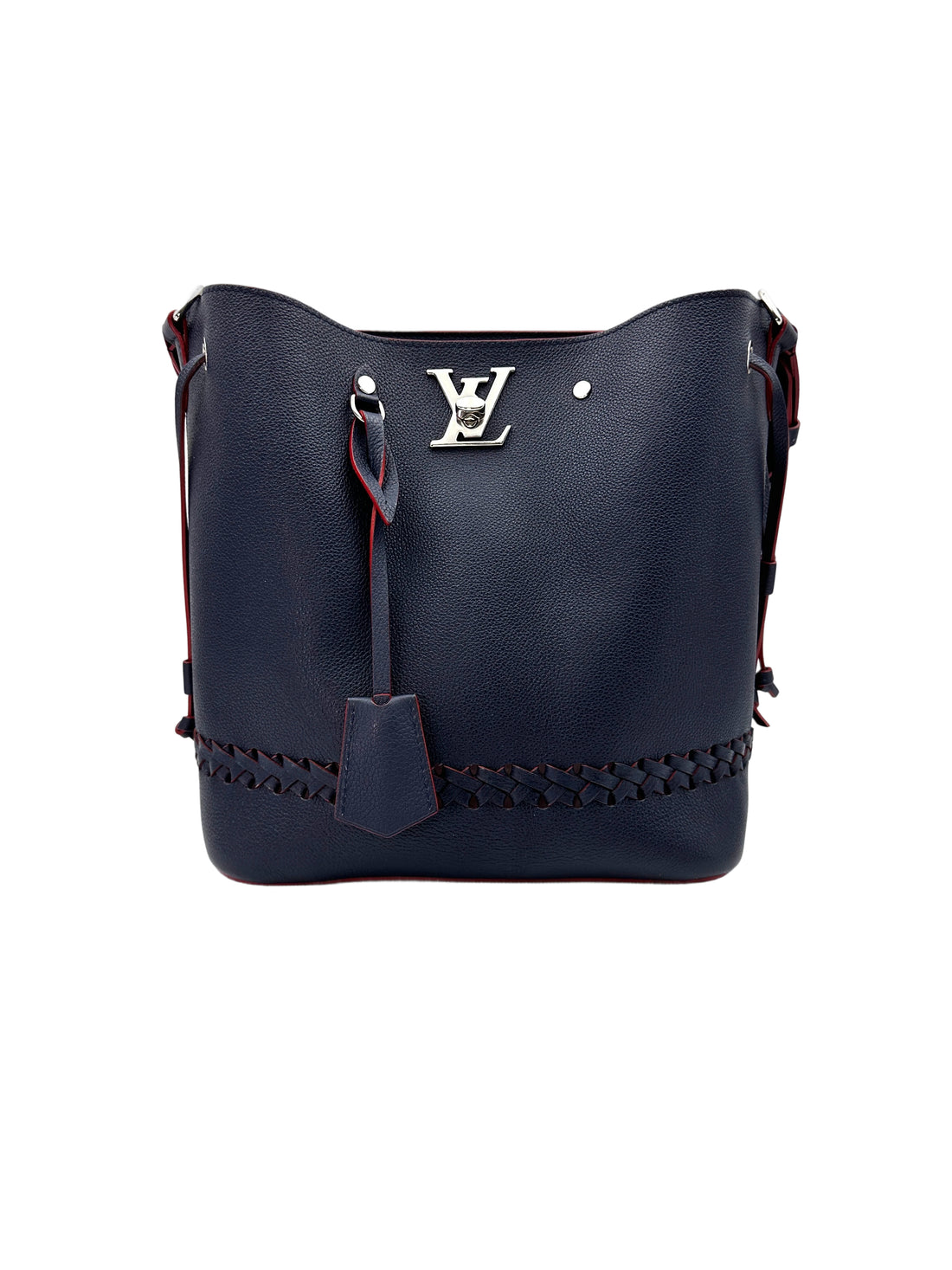 Louis Vuitton Lockme Navy Leather Handle Bucket Bag LV2128