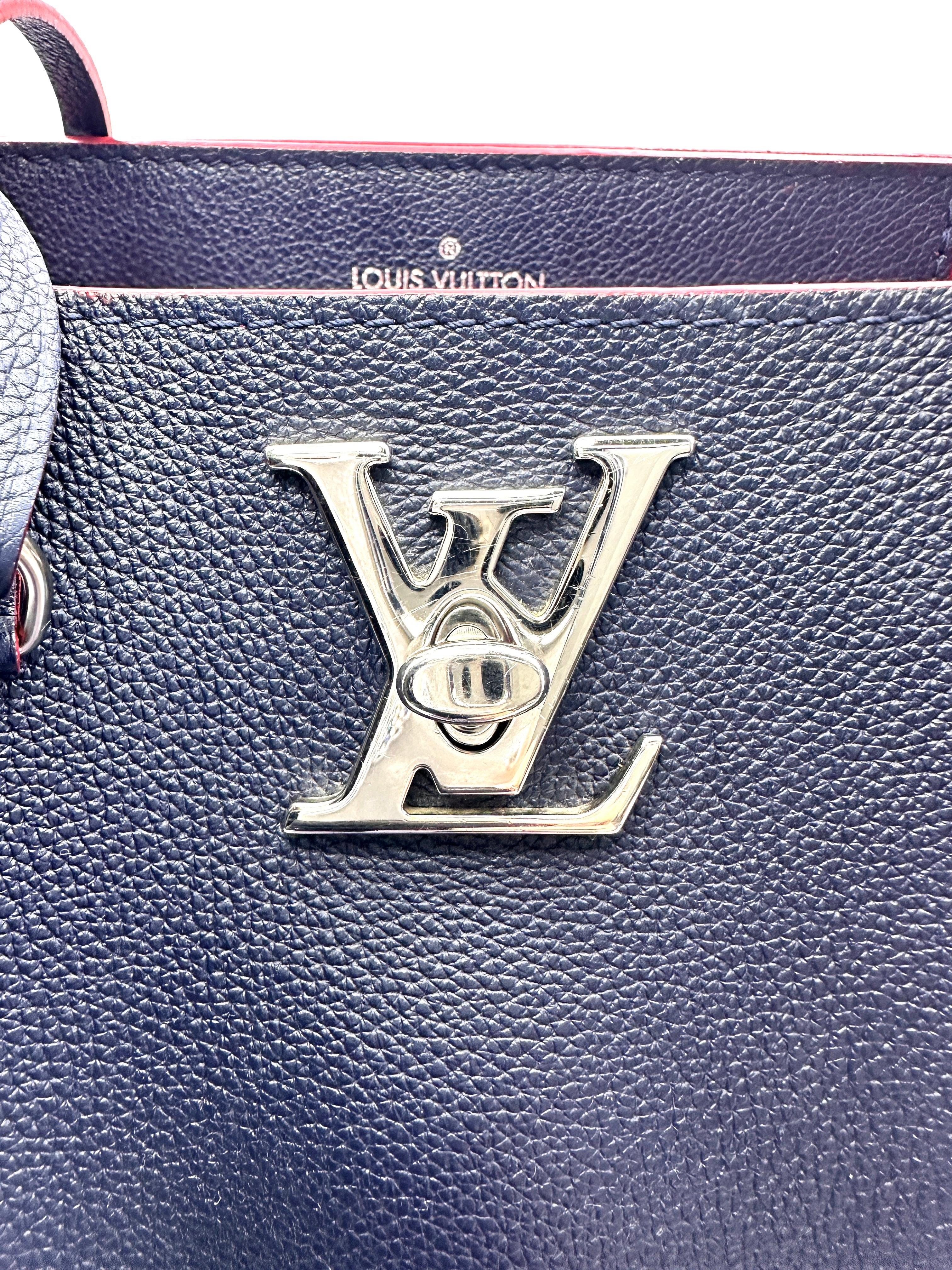 Louis Vuitton Lockme Navy Leather Handle Bucket Bag LV2128