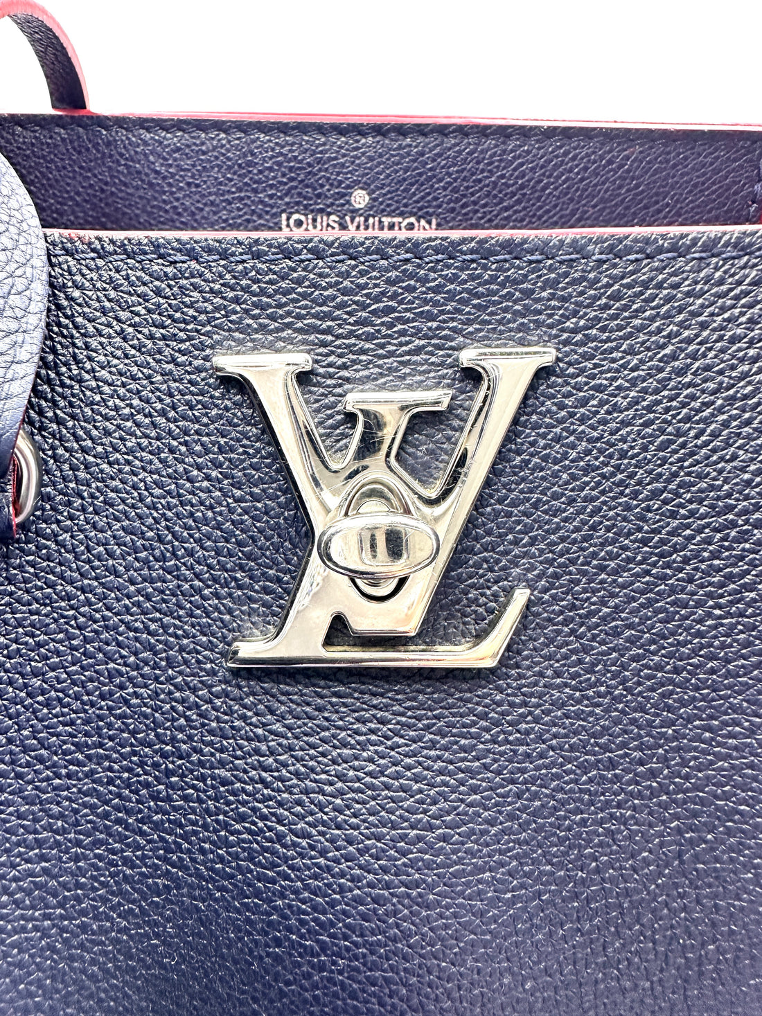 Louis Vuitton Lockme Navy Leather Handle Bucket Bag LV2128