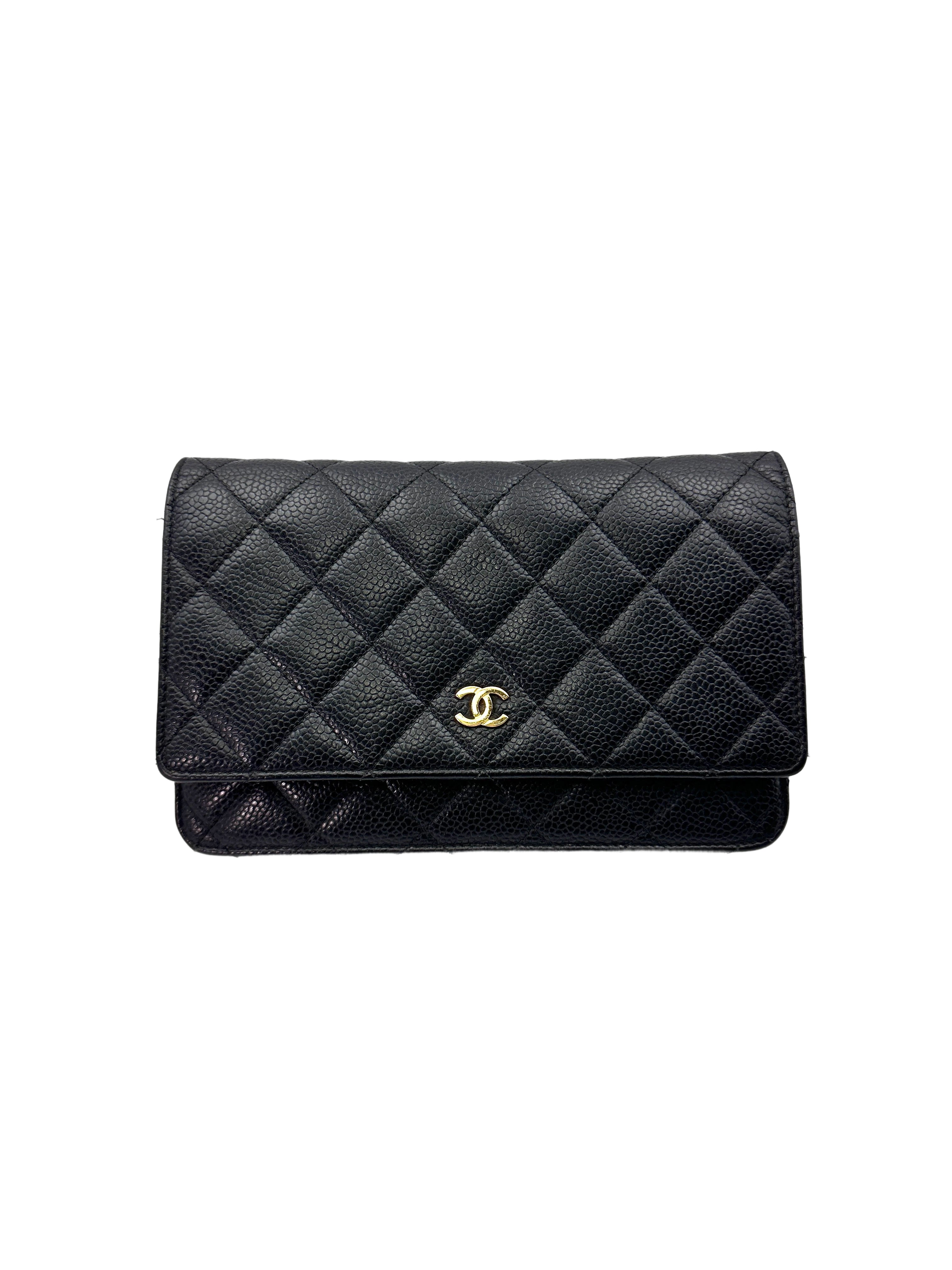 Chanel Black Quilted Leather Wallet On Chain With Gold Buckle(25***24) CC1530