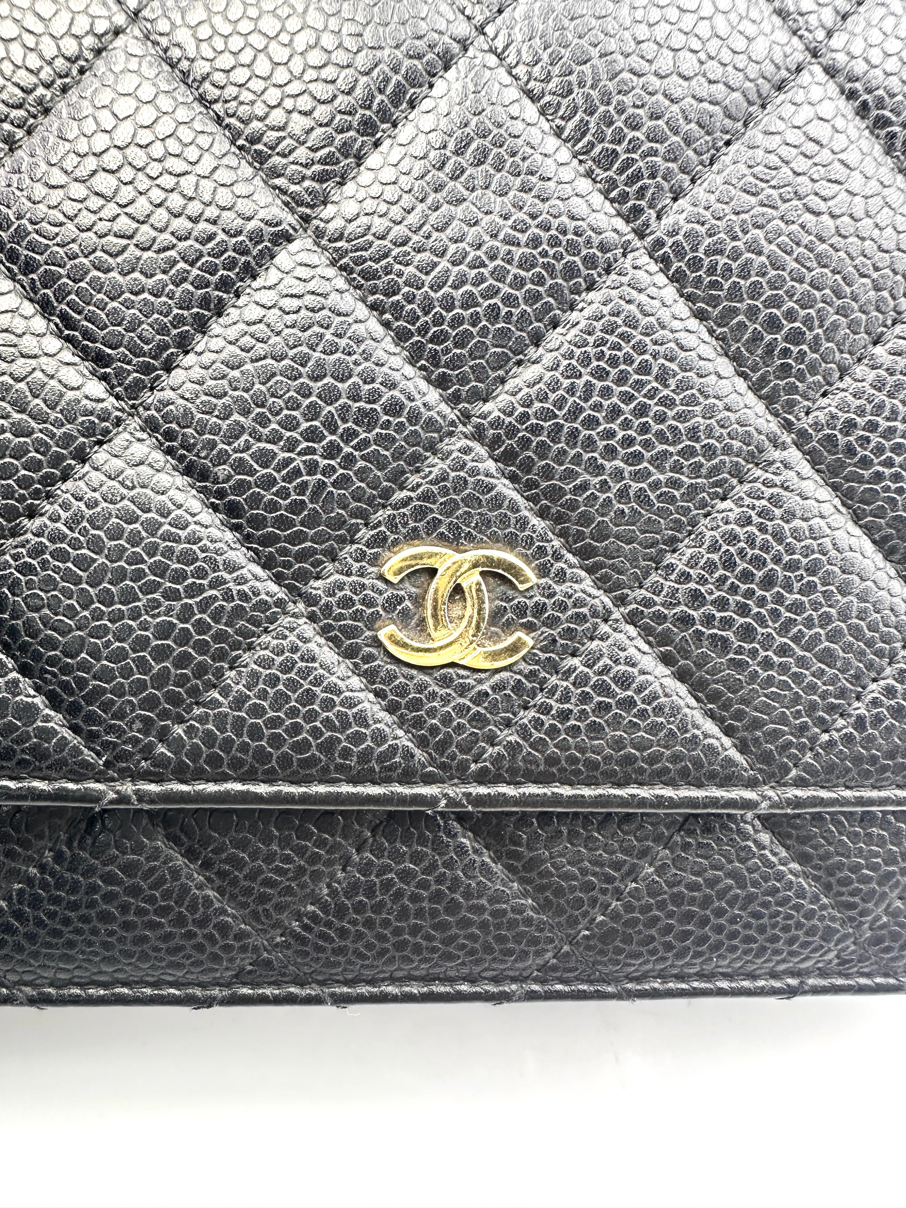 Chanel Black Quilted Leather Wallet On Chain With Gold Buckle(25***24) CC1530