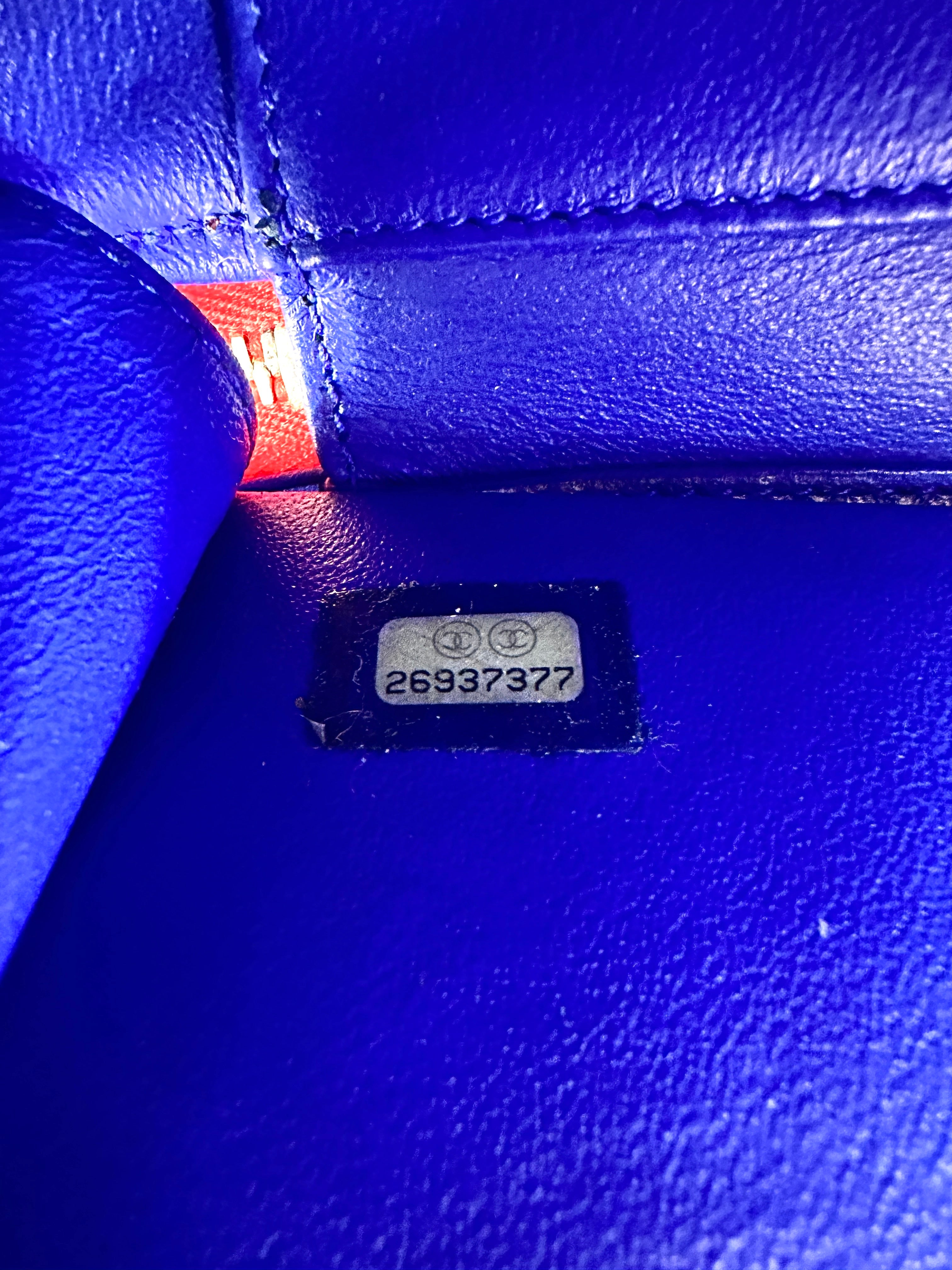 Chanel CC Filigree Blue/White Quilted Leather Top Handle Vanity Case(26***77) CC1534