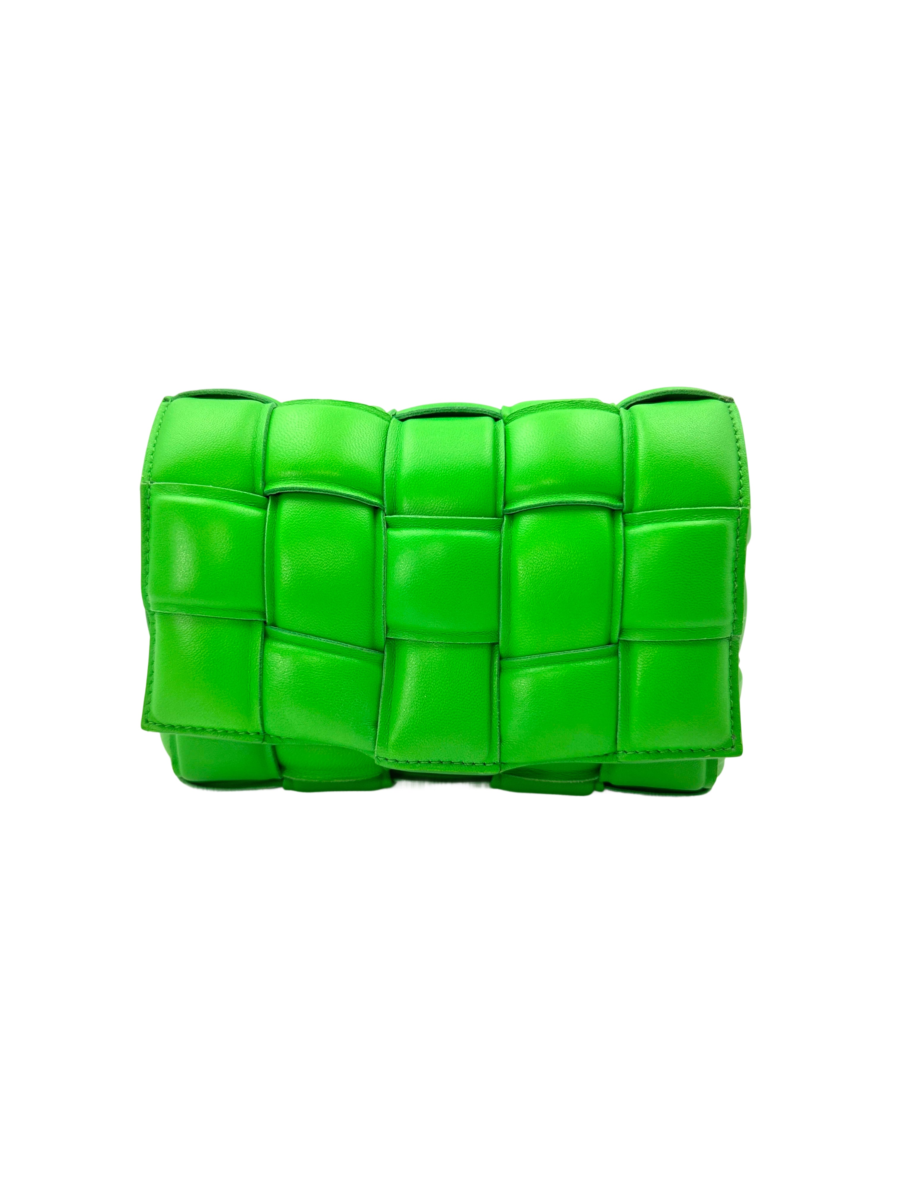 Bottega Veneta Padded Cassette Green Leather Small Size Shoulder Bag BV109
