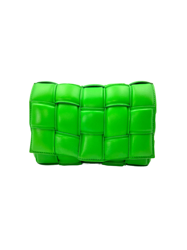 Bottega Veneta Padded Cassette Green Leather Small Size Shoulder Bag BV109