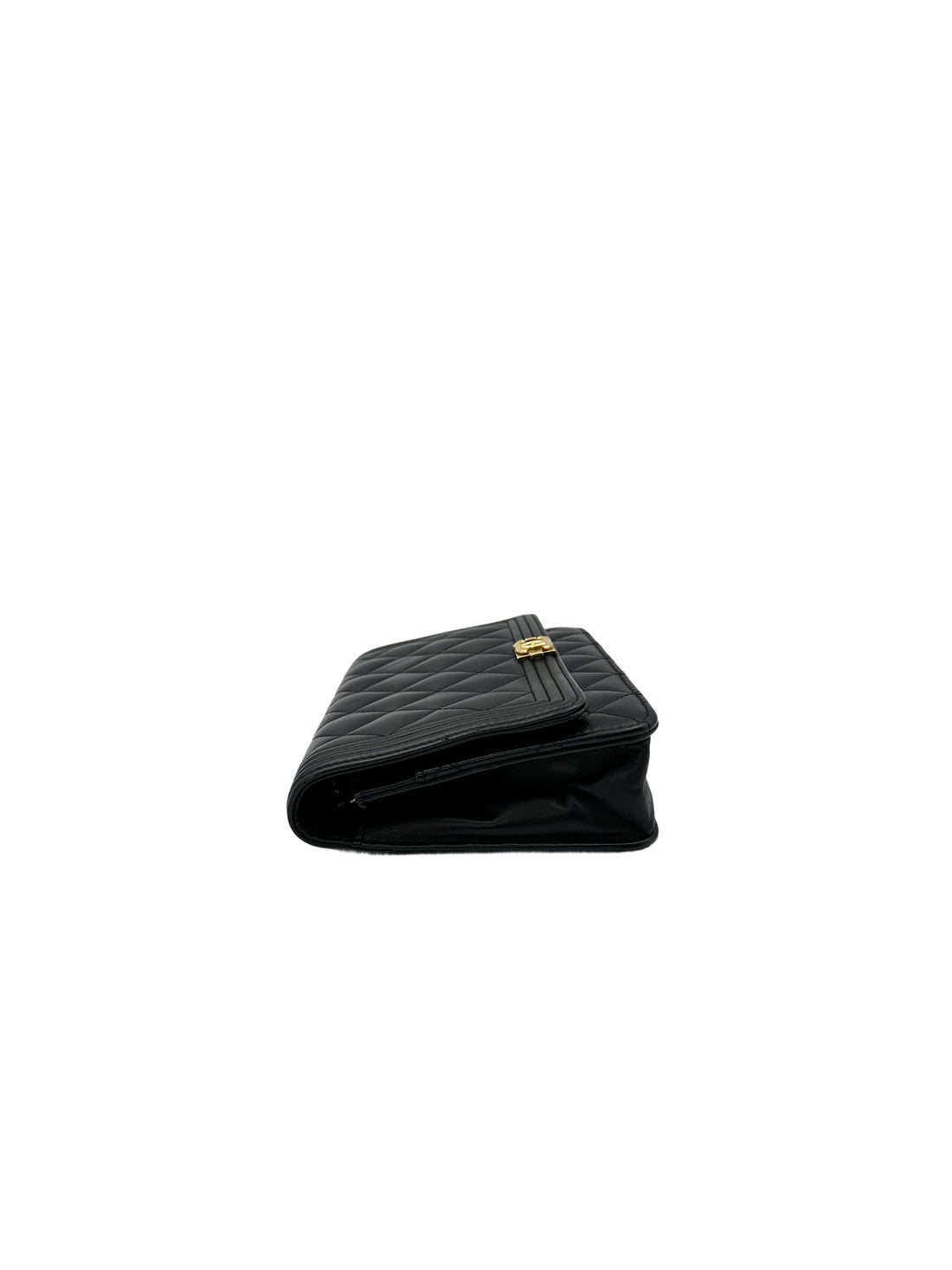 Chanel LeBoy Black Quilted Lambskin Wallet On Chain With Gold Buckle(22***38) CC1531