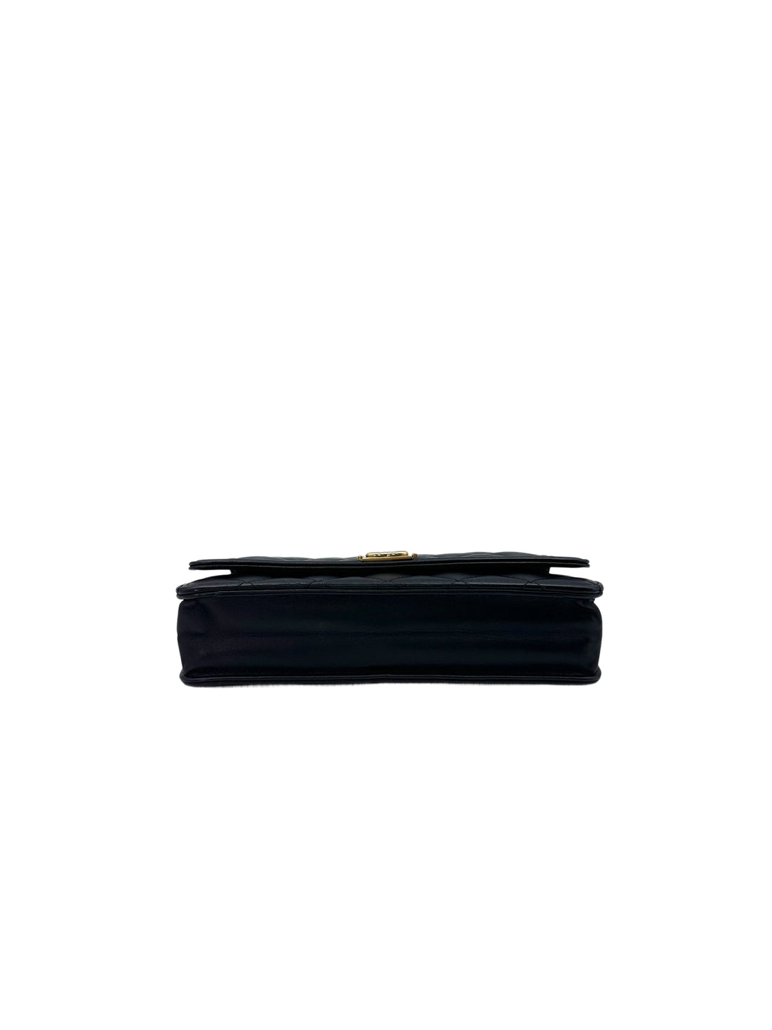 Chanel LeBoy Black Quilted Lambskin Wallet On Chain With Gold Buckle(22***38) CC1531