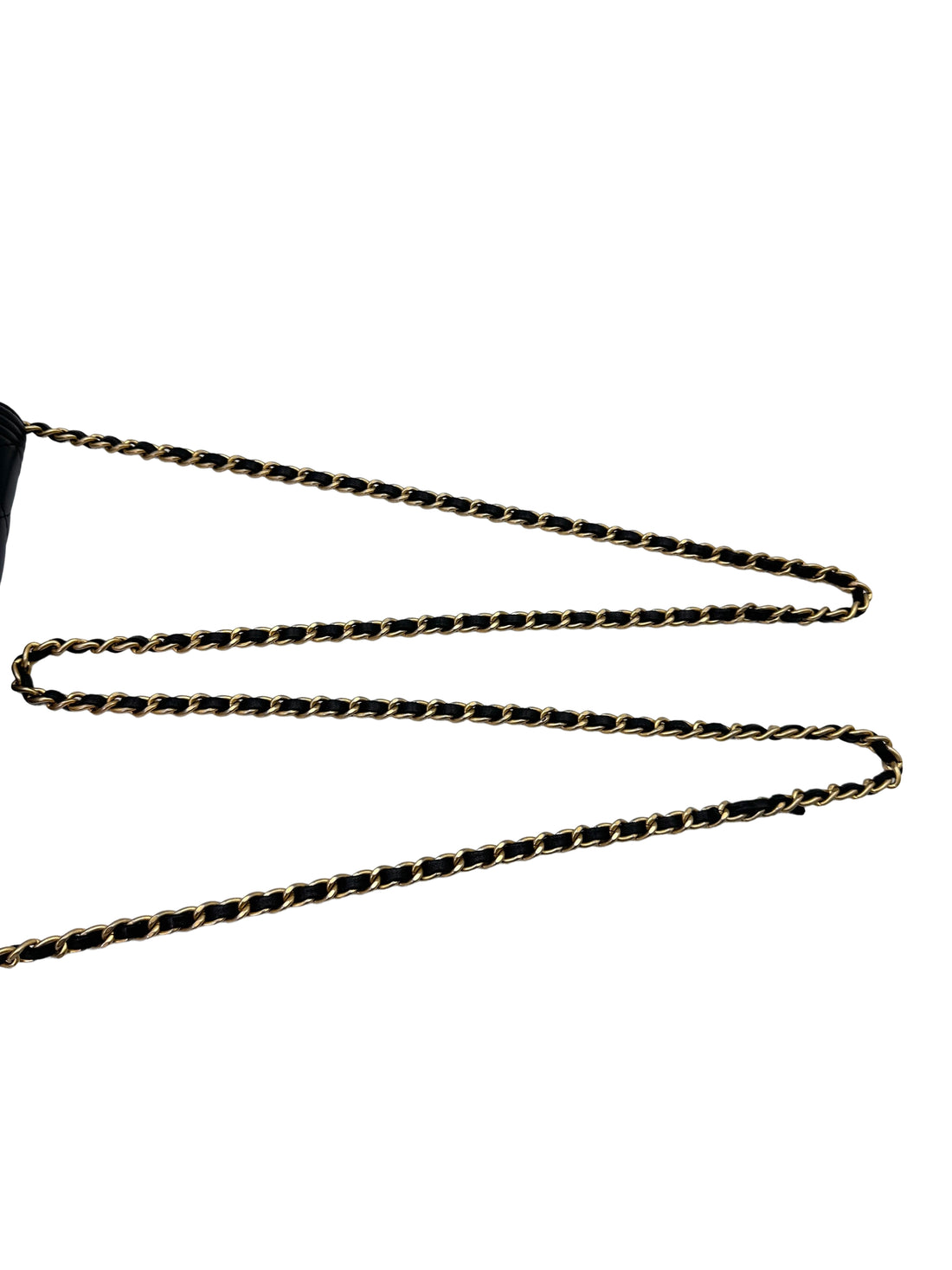 Chanel LeBoy Black Quilted Lambskin Wallet On Chain With Gold Buckle(22***38) CC1531
