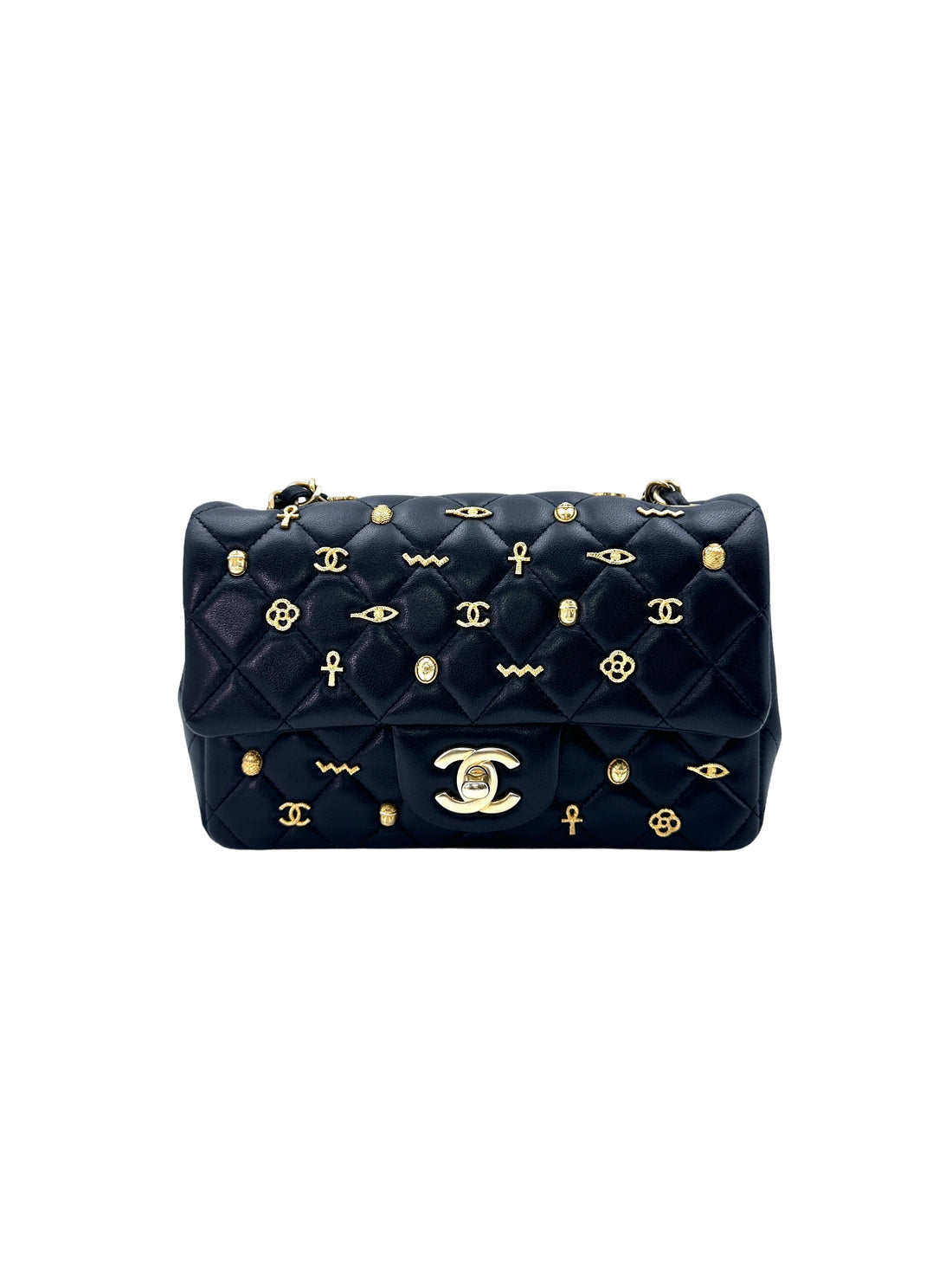 Chanel Egyption Amulet Classic Flap Black Quilted Lambskin Mini Shoulder Bag With Gold Hardware(27***27) IRIS072