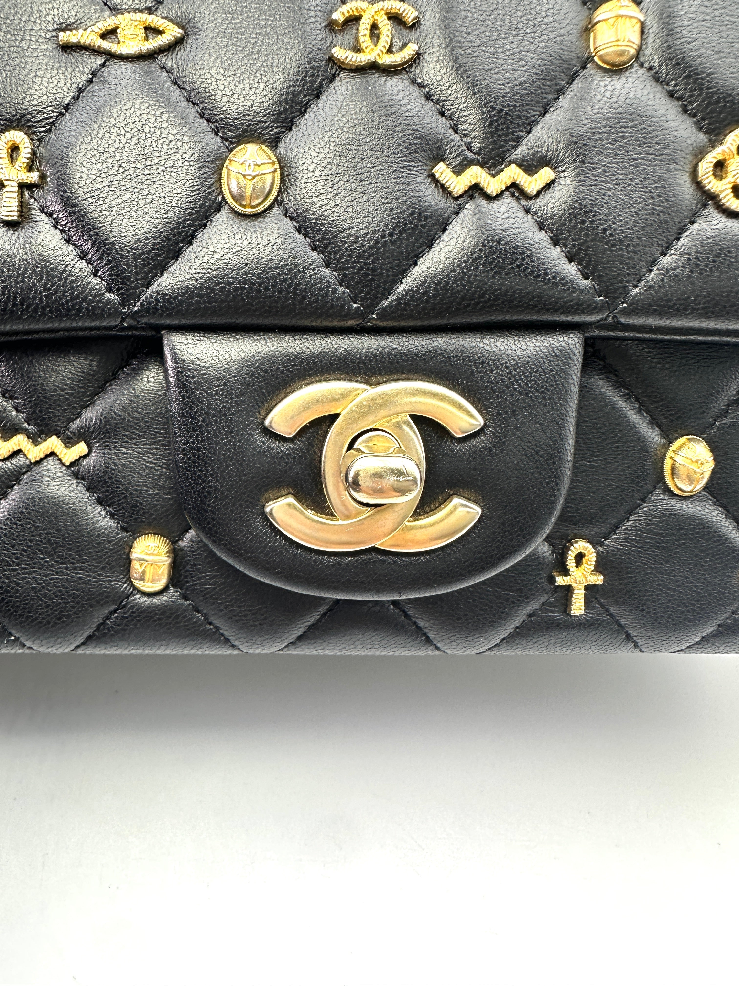 Chanel Egyption Amulet Classic Flap Black Quilted Lambskin Mini Shoulder Bag With Gold Hardware(27***27) IRIS072