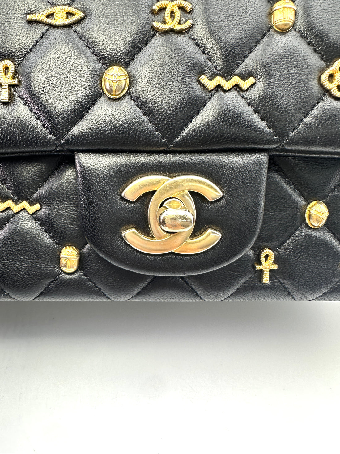 Chanel Egyption Amulet Classic Flap Black Quilted Lambskin Mini Shoulder Bag With Gold Hardware(27***27) IRIS072