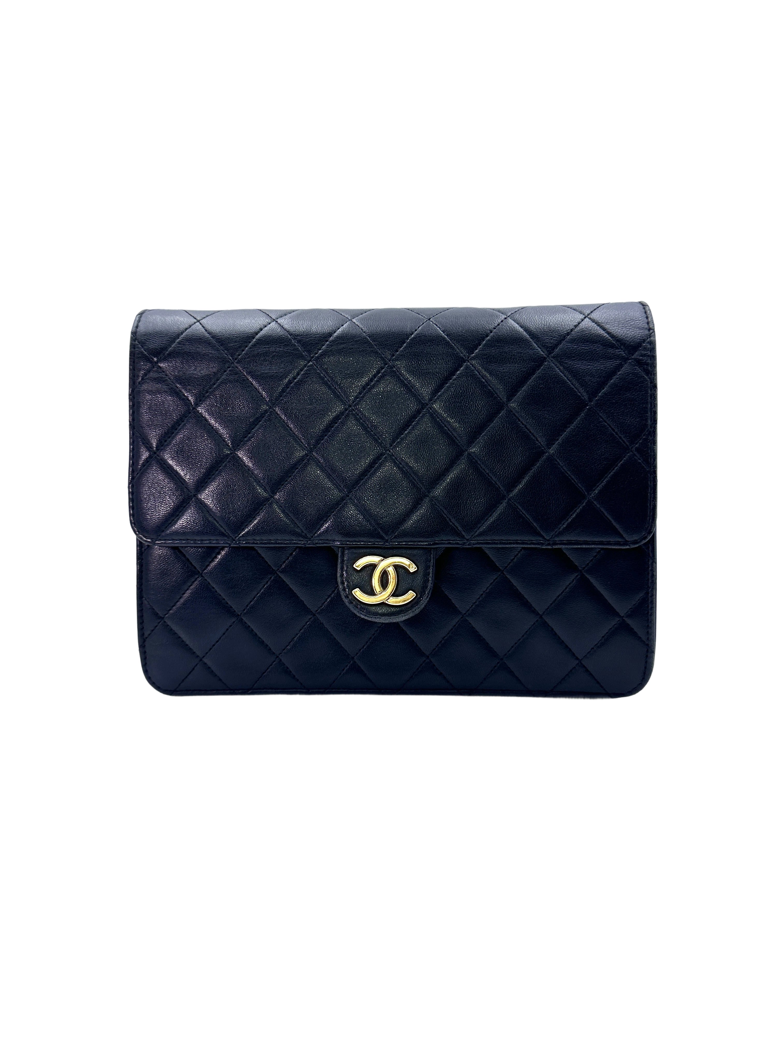 Chanel Black Quilted Leather Flap Bag With Gold Buckle(35***71) CC1535