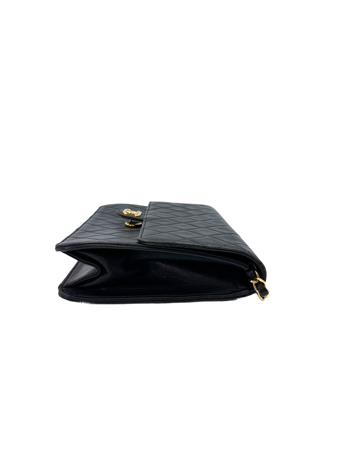 Chanel Black Quilted Leather Flap Bag With Gold Buckle(35***71) CC1535