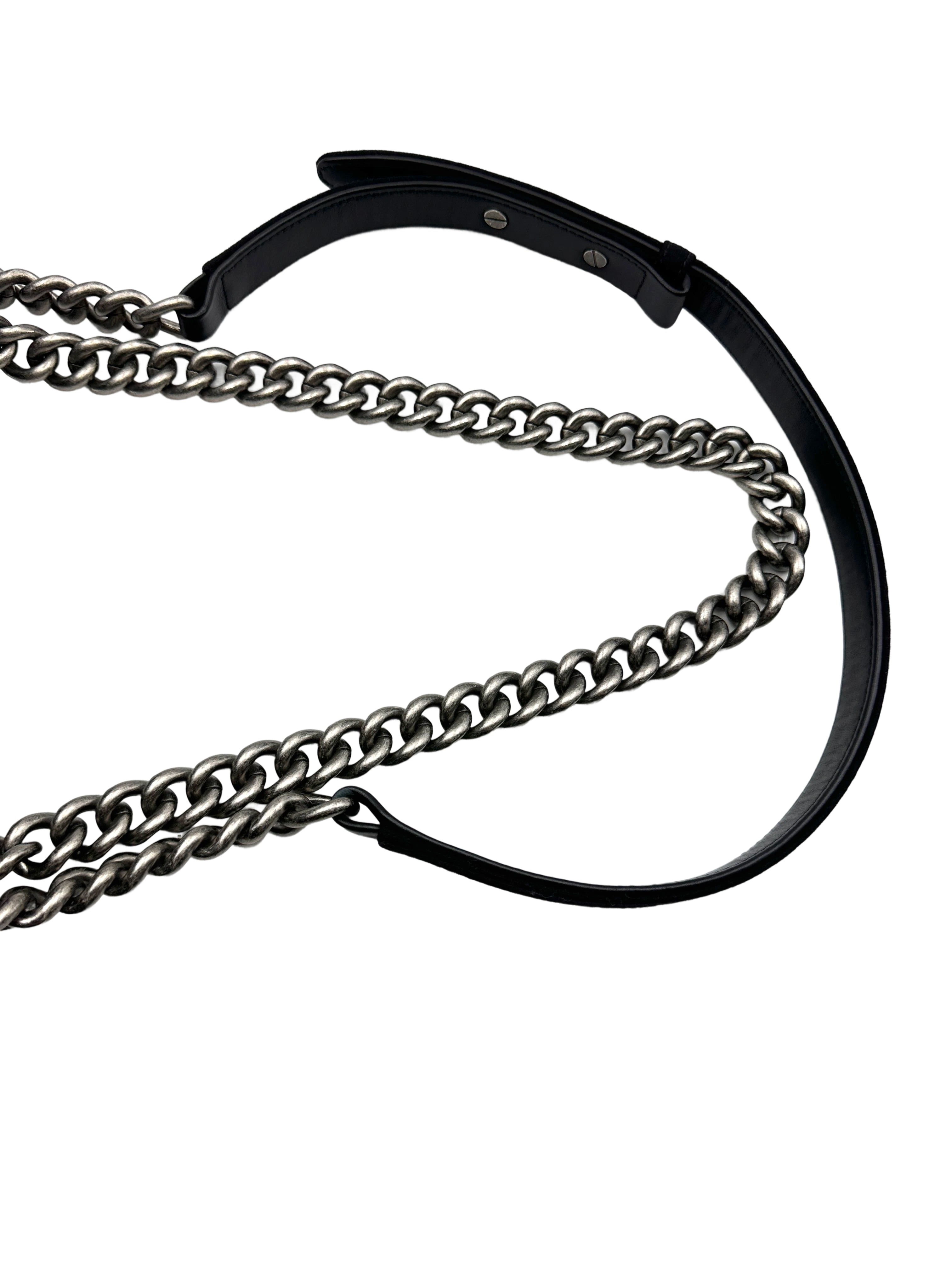 Chanel LeBoy Black Leather & Crystal/Sequin Embellishments Small Size Flap Bag With Silver Buckle(28***31) CC1537