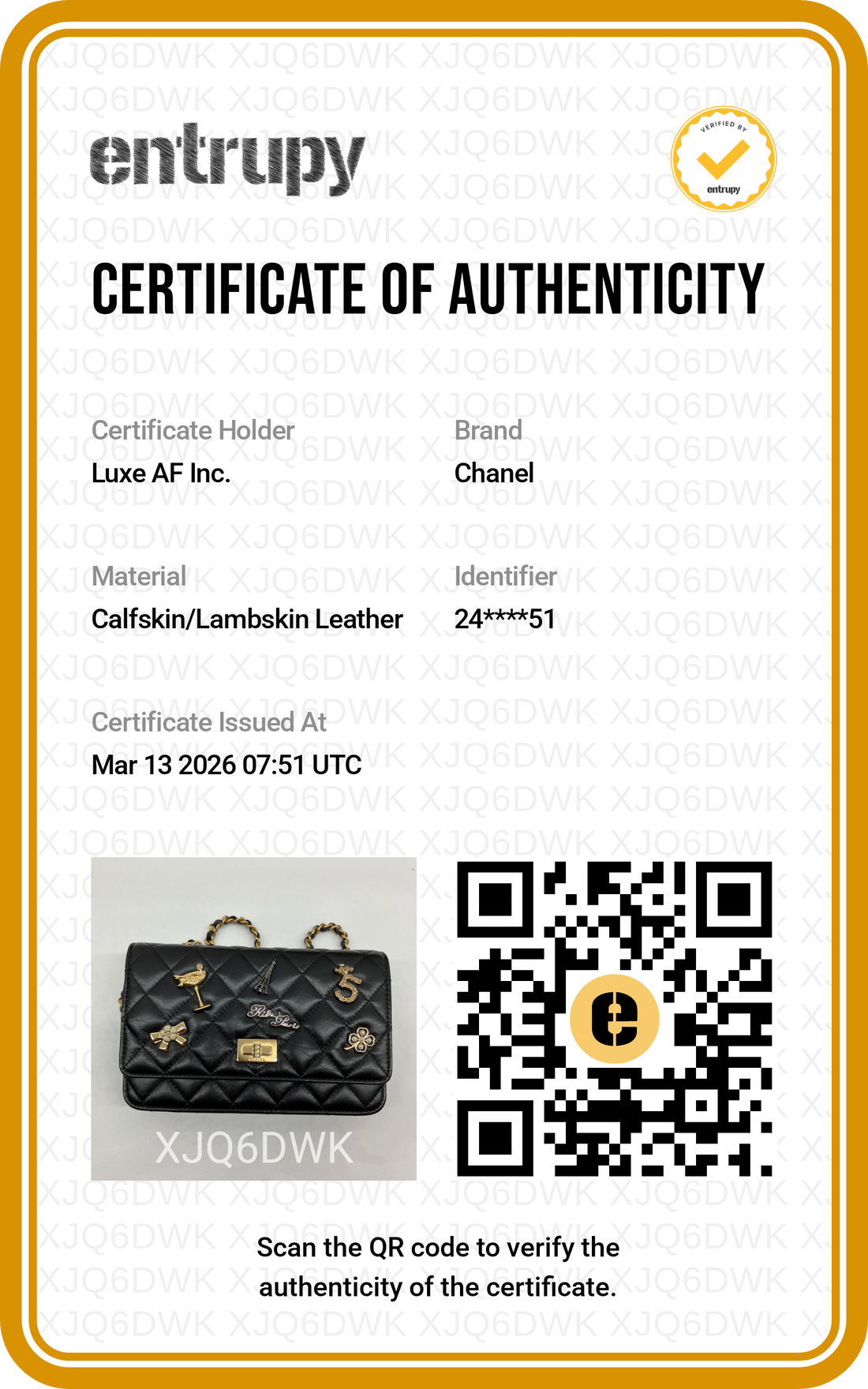 Chanel 2.55 Reissue Lucky Charms Black Quilted Leather Wallet On Chain With Gold Hardware(24***51) IRIS073