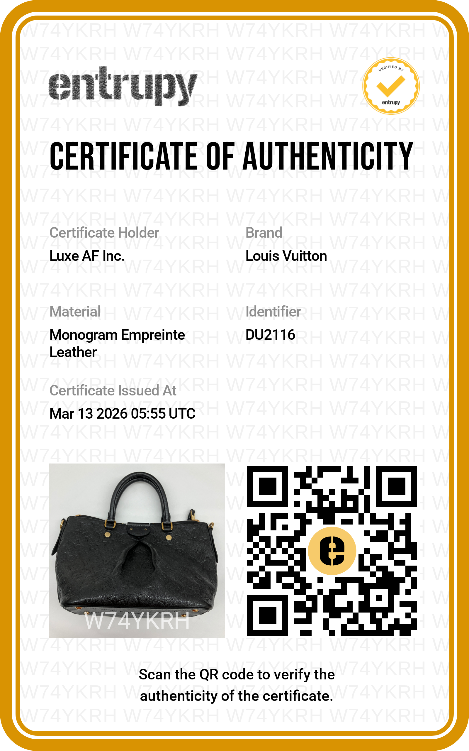 Louis Vuitton Mazarine Black Monogram Empreinte Leather Handle Bag LV2138
