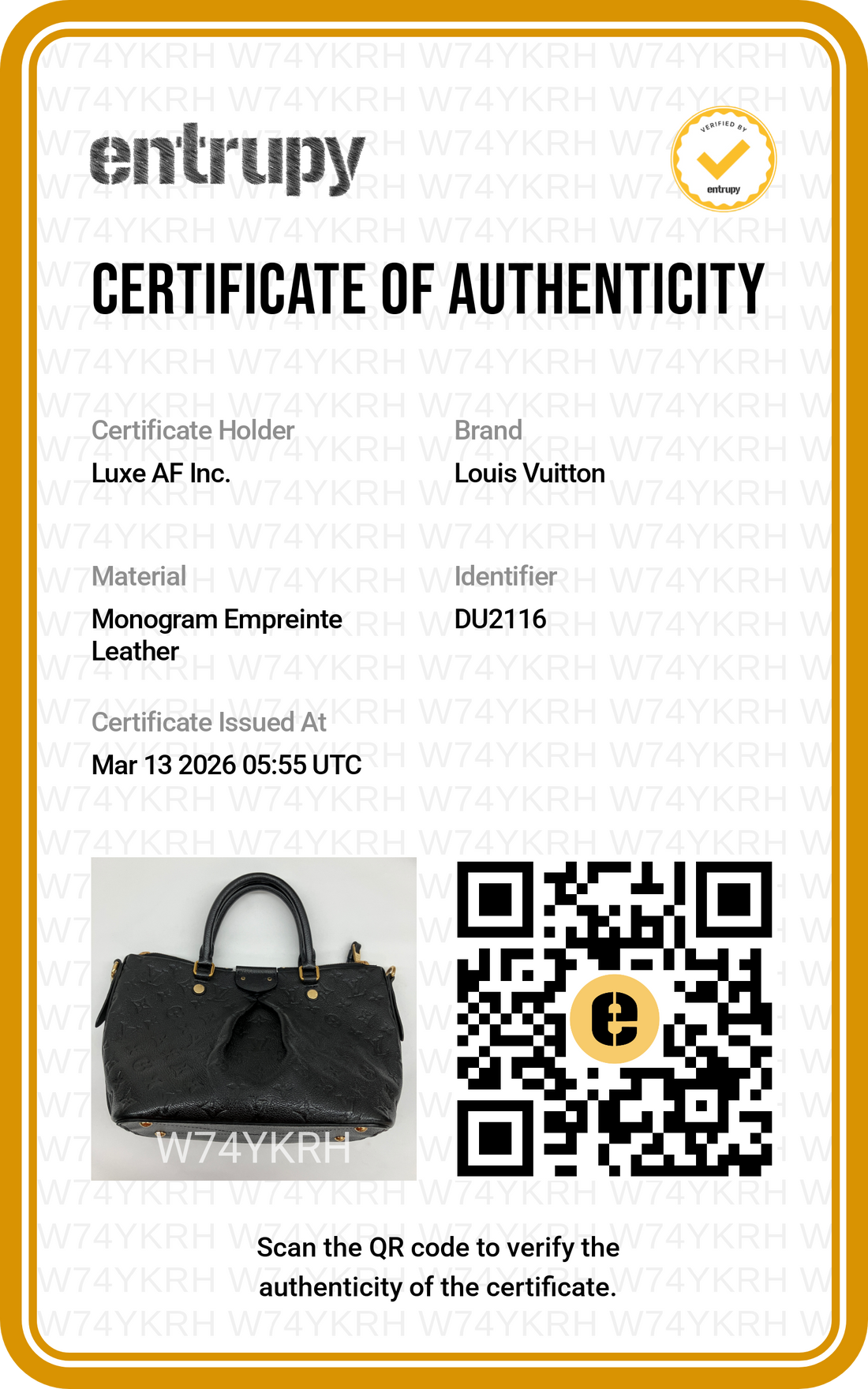Louis Vuitton Mazarine Black Monogram Empreinte Leather Handle Bag LV2138