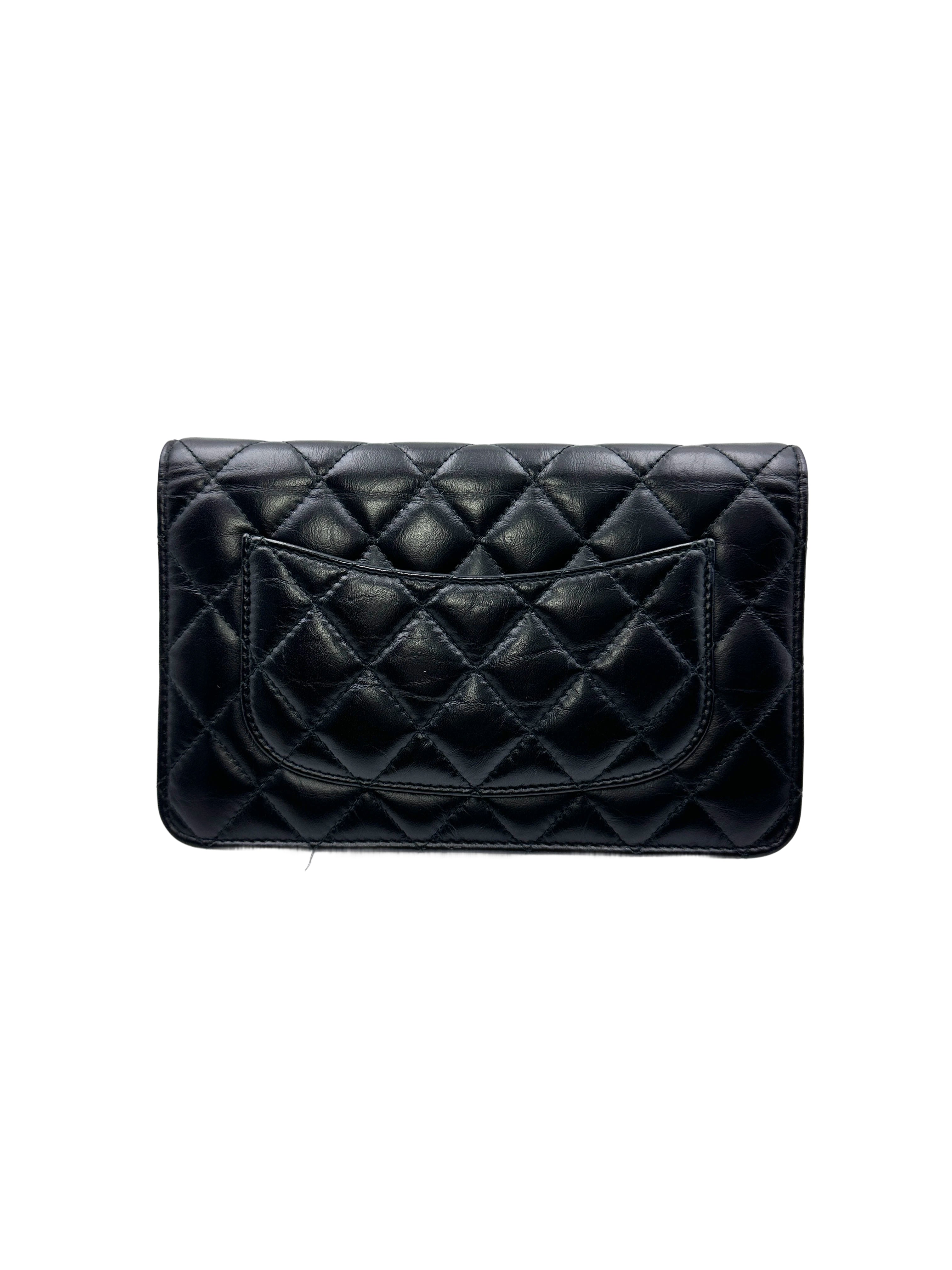 Chanel 2.55 Reissue Lucky Charms Black Quilted Leather Wallet On Chain With Gold Hardware(24***51) IRIS073