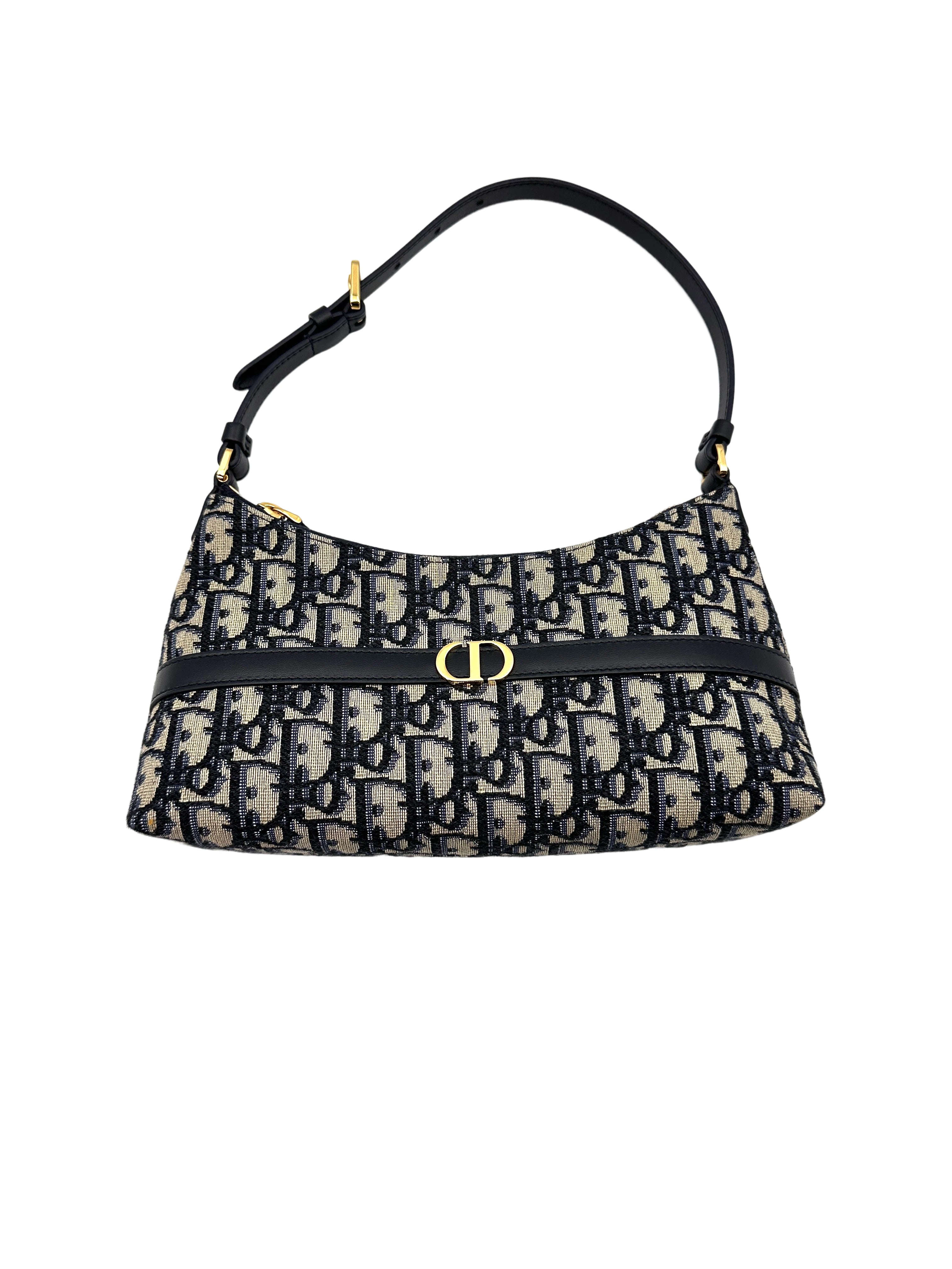 Christian Dior 30 Montaigne Cigale Blue Oblique Jacquard Shoulder Bag DRP260417